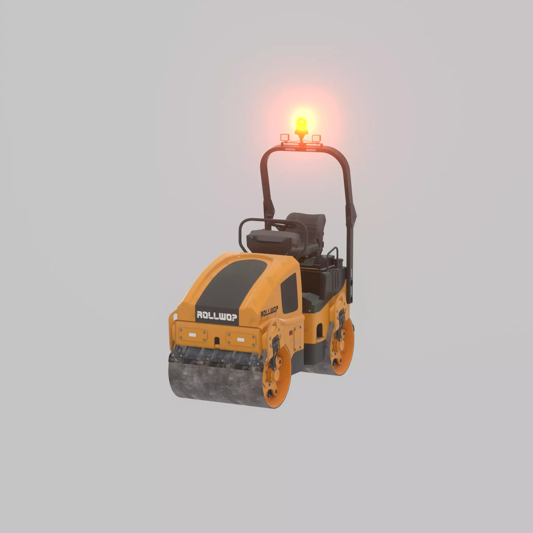Road Roller Version-1 yellow rigged Low-poly 3D model_54
