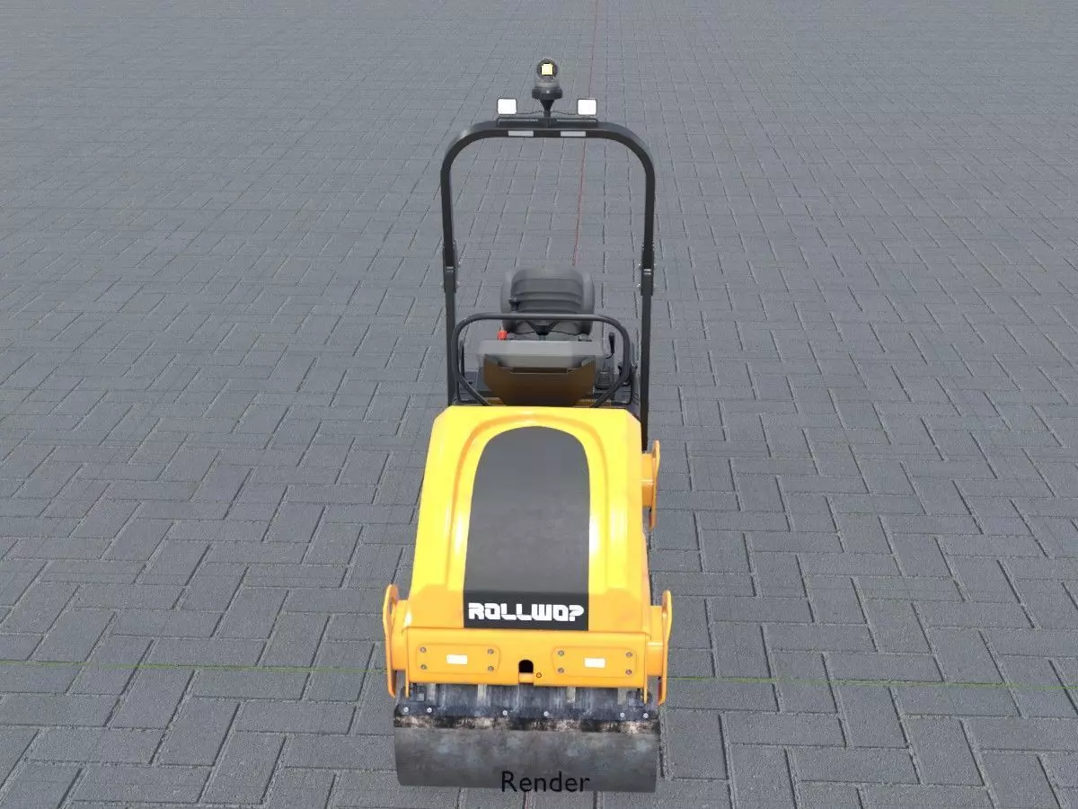 Road Roller Version-1 yellow rigged Low-poly 3D model_23