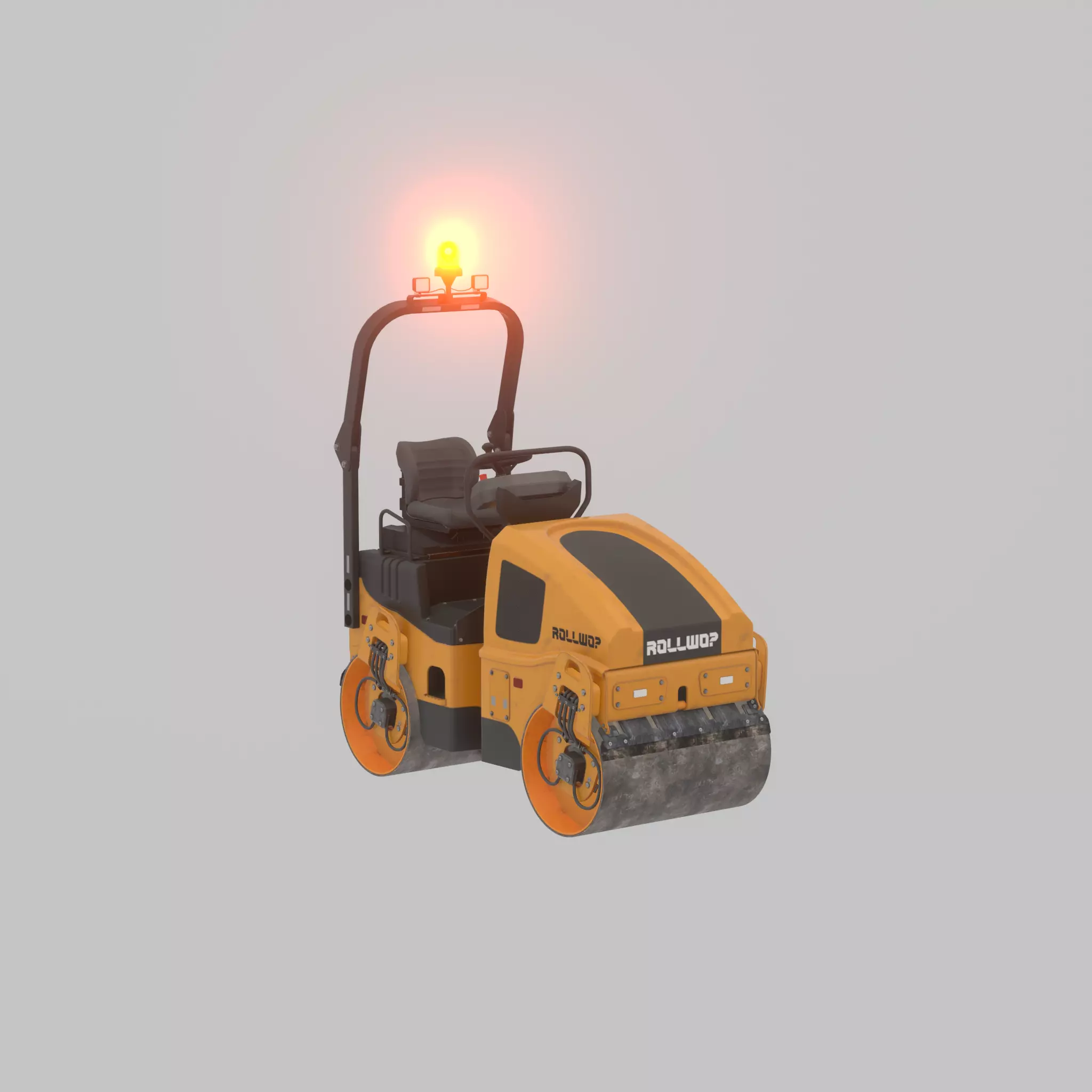 Road Roller Version-1 yellow rigged Low-poly 3D model_63