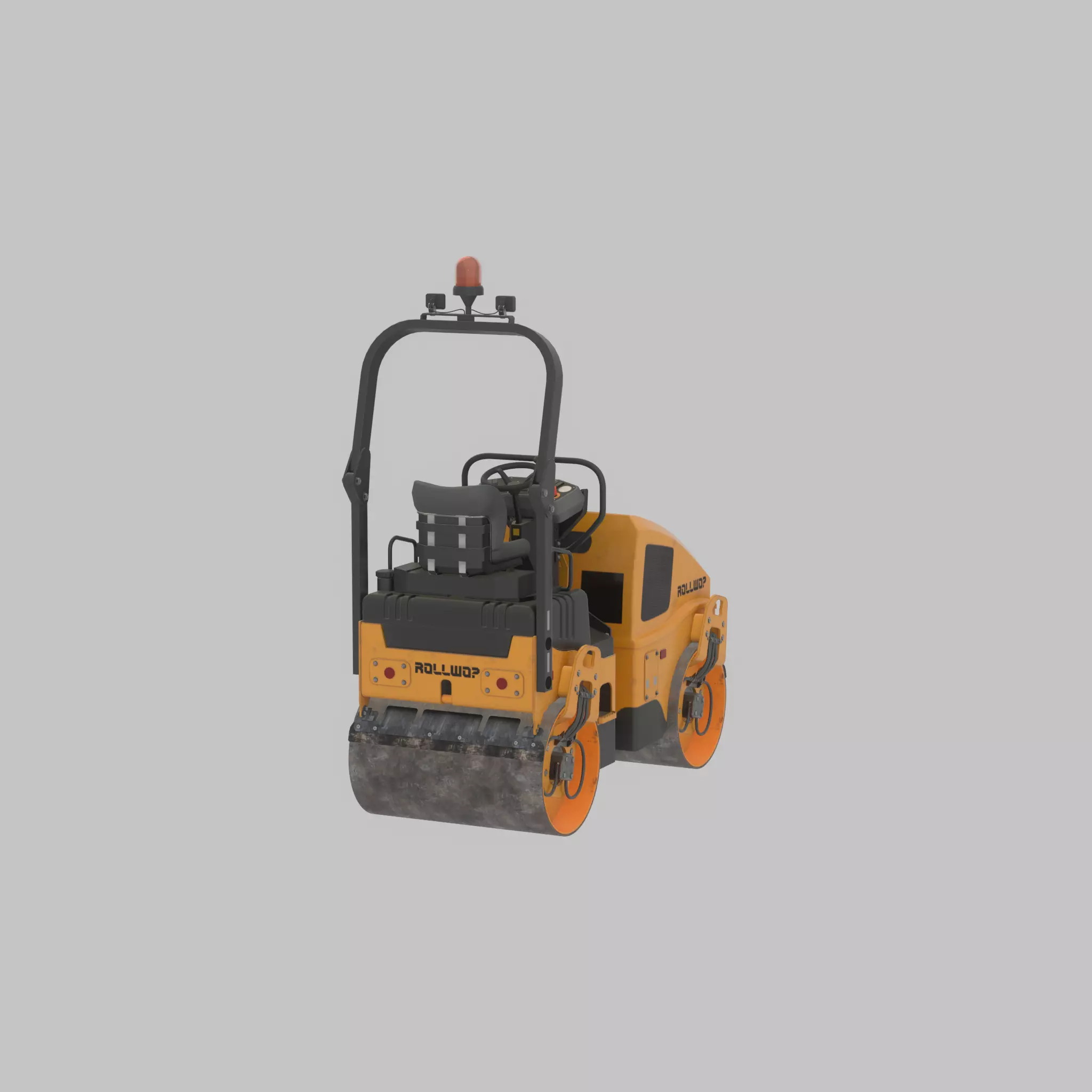 Road Roller Version-1 yellow rigged Low-poly 3D model_39