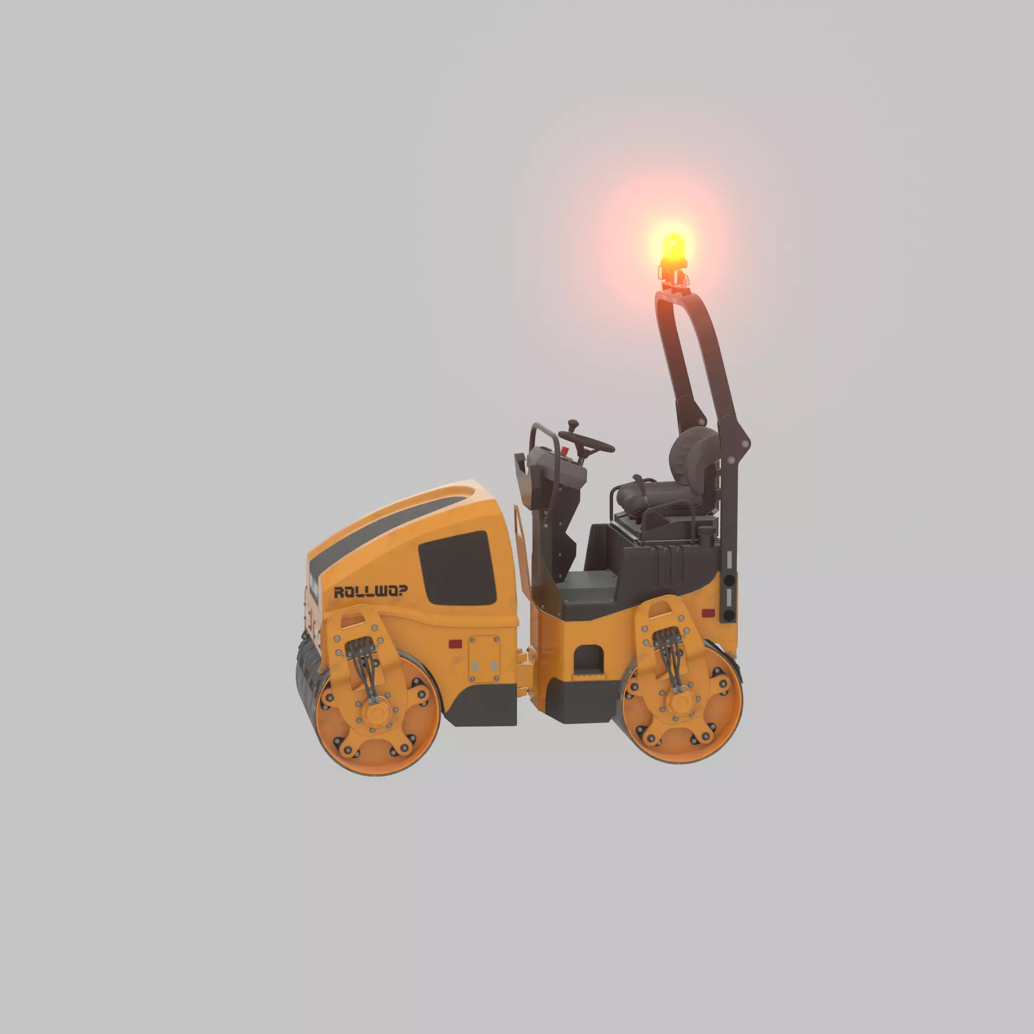 Road Roller Version-1 yellow rigged Low-poly 3D model_64