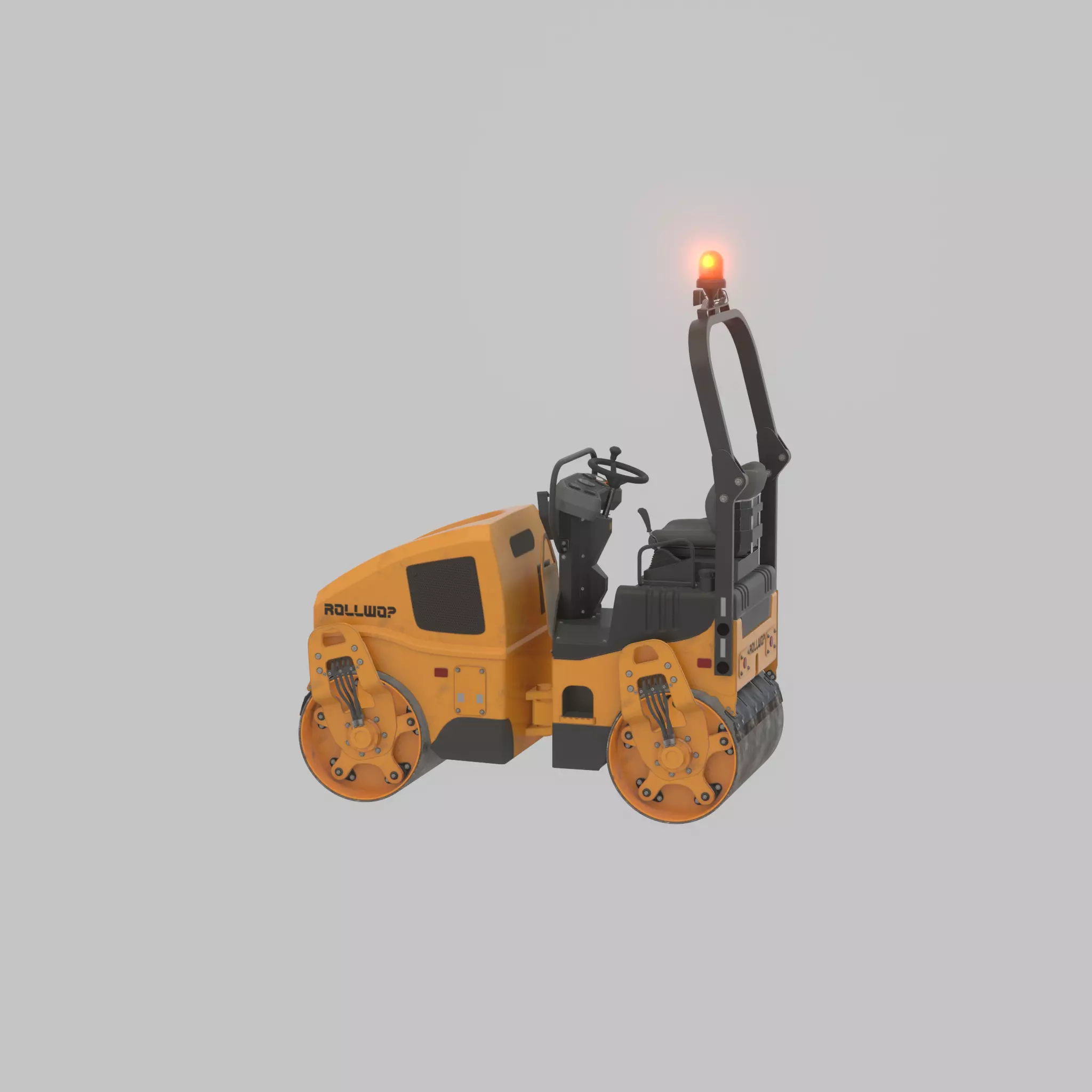 Road Roller Version-1 yellow rigged Low-poly 3D model_28