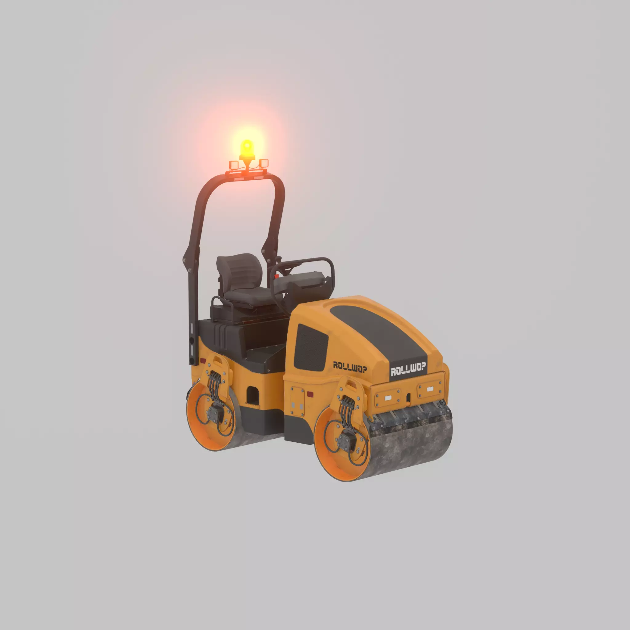 Road Roller Version-1 yellow rigged Low-poly 3D model_58