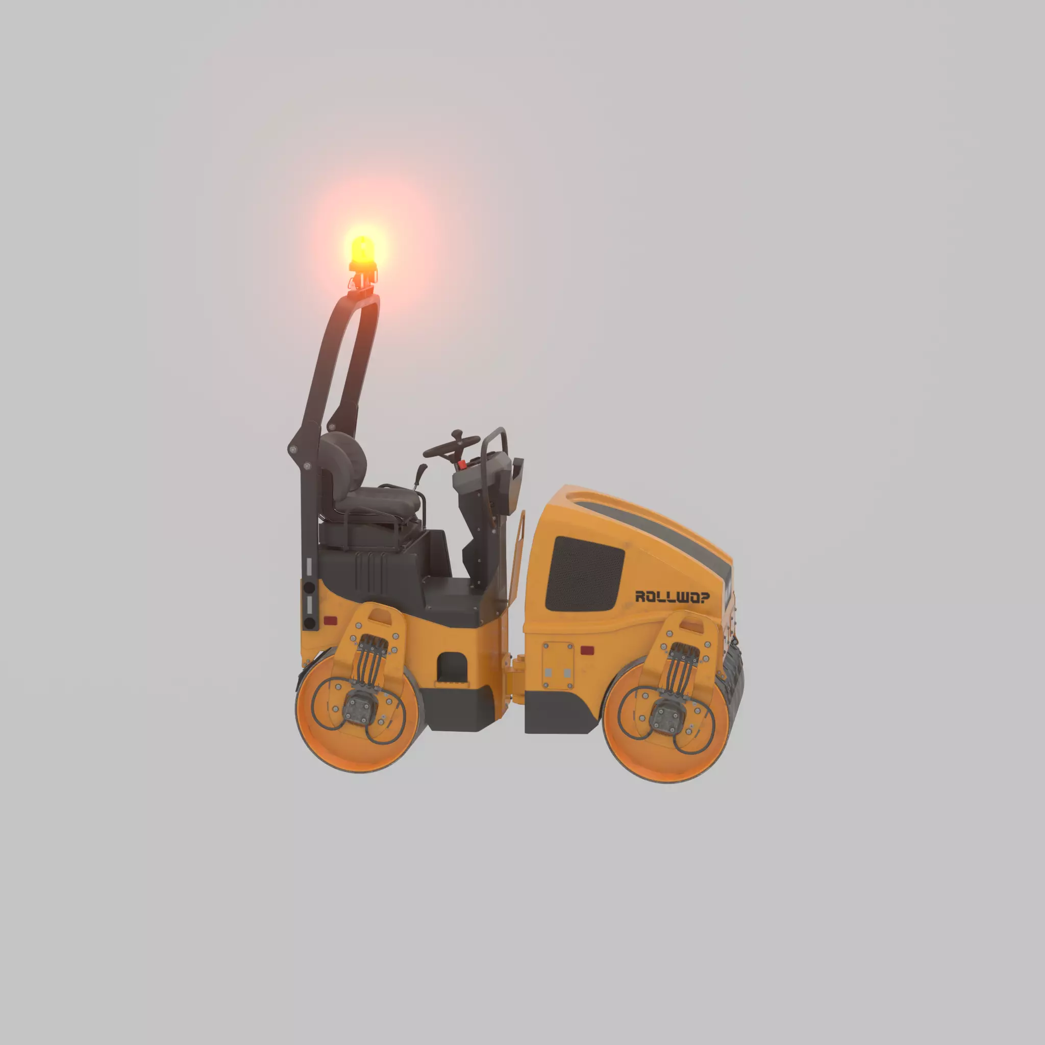 Road Roller Version-1 yellow rigged Low-poly 3D model_52