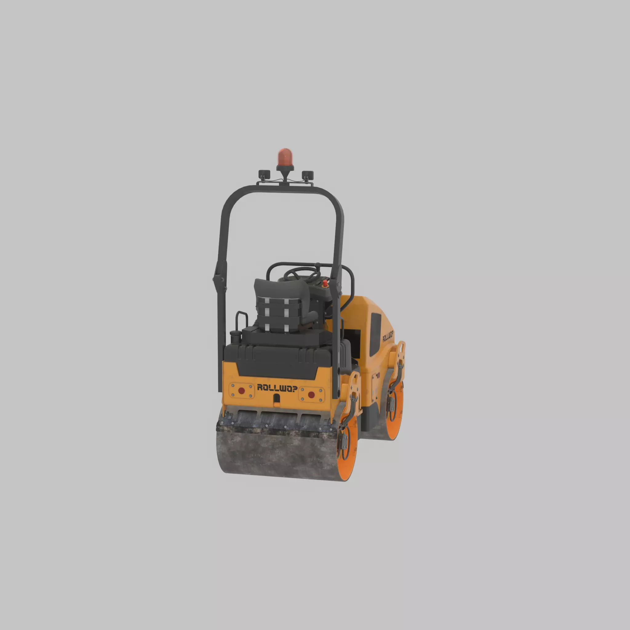 Road Roller Version-1 yellow rigged Low-poly 3D model_33