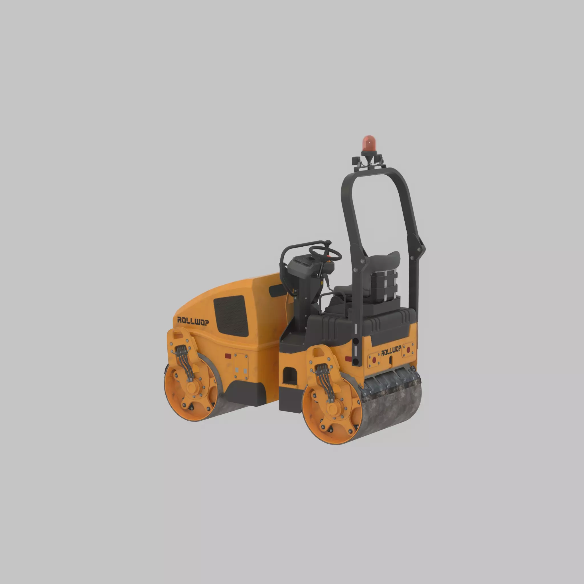 Road Roller Version-1 yellow rigged Low-poly 3D model_44