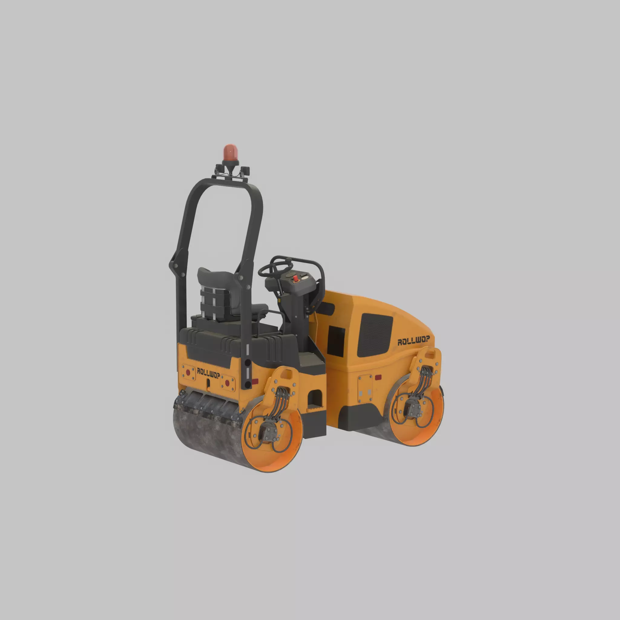 Road Roller Version-1 yellow rigged Low-poly 3D model_32