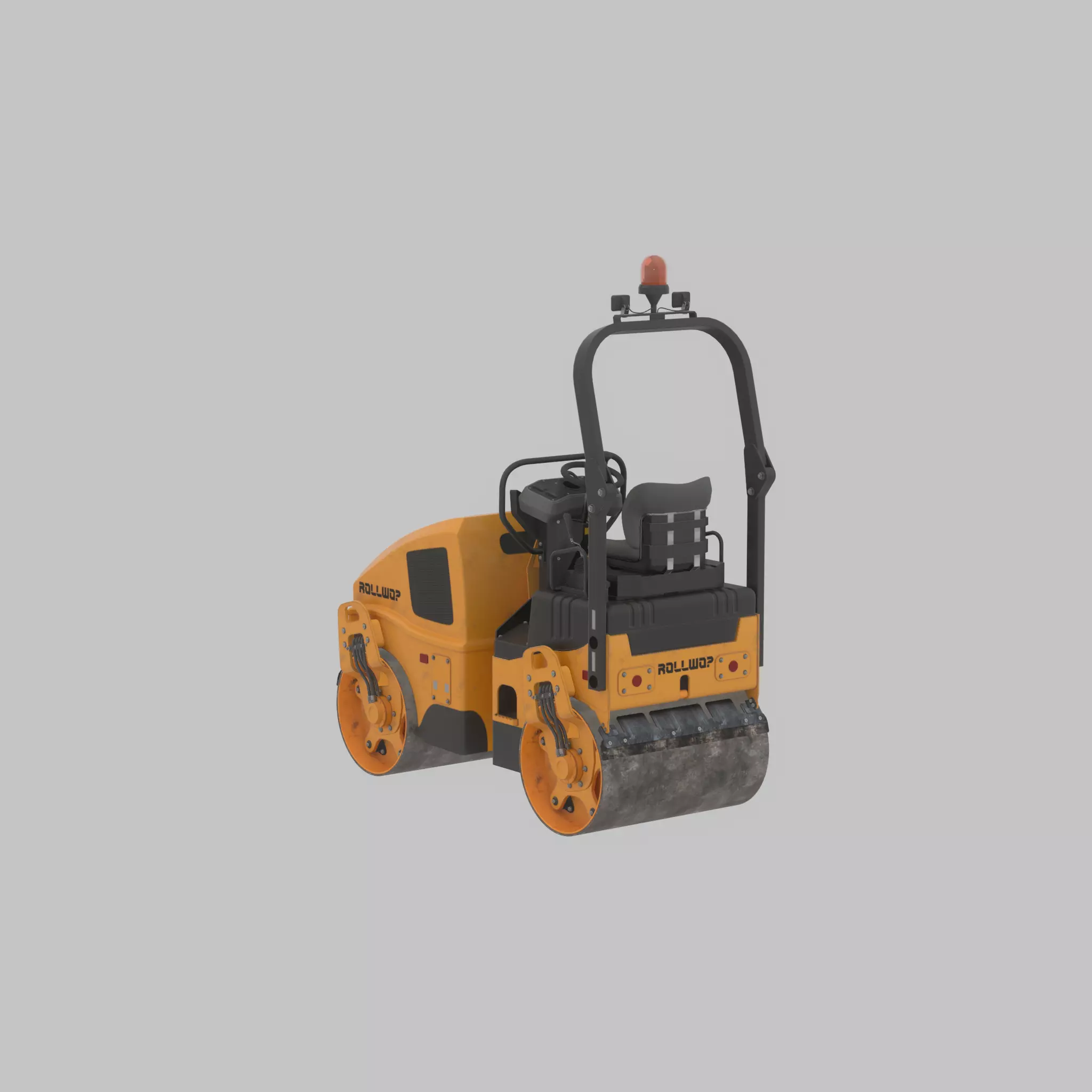 Road Roller Version-1 yellow rigged Low-poly 3D model_42