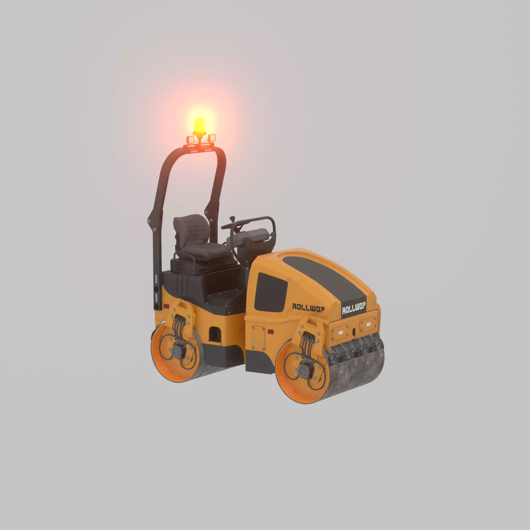 Road Roller Version-1 yellow rigged Low-poly 3D model_59