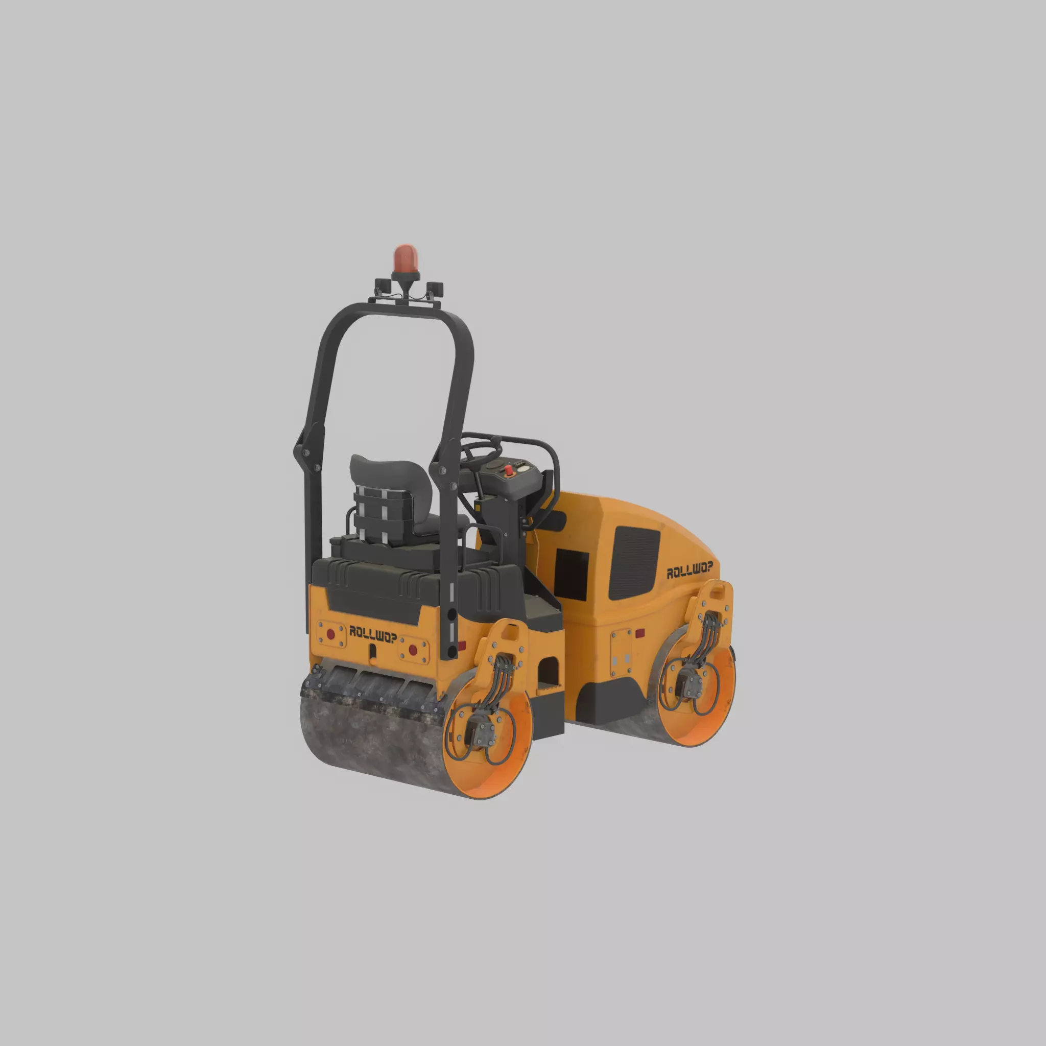 Road Roller Version-1 yellow rigged Low-poly 3D model_29