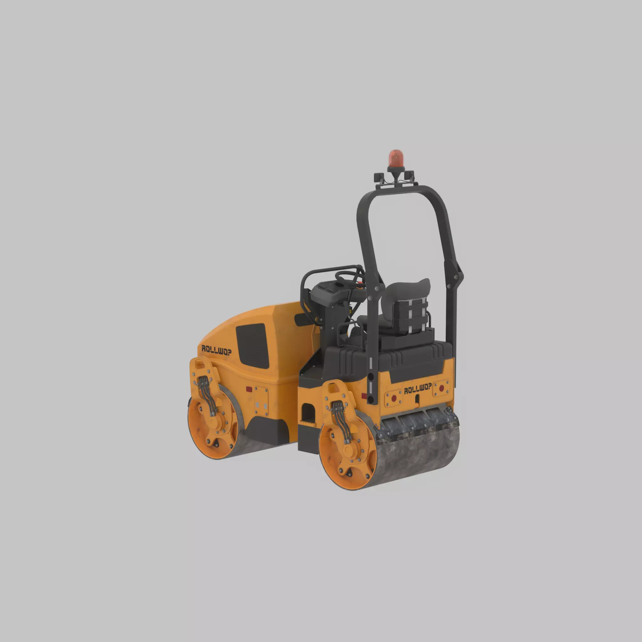 Road Roller Version-1 yellow rigged Low-poly 3D model_38