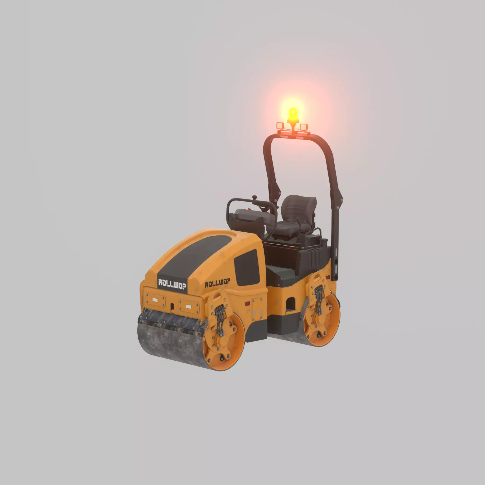 Road Roller Version-1 yellow rigged Low-poly 3D model_53