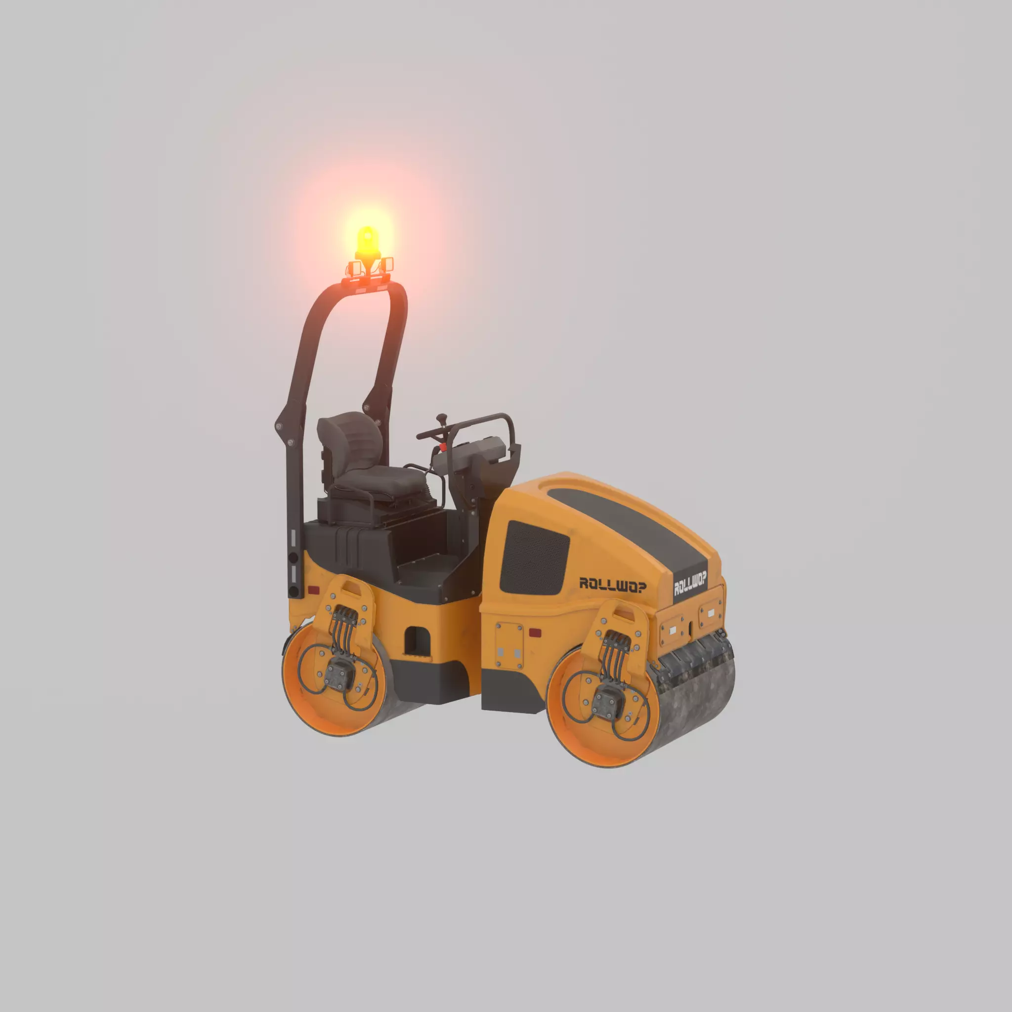 Road Roller Version-1 yellow rigged Low-poly 3D model_56