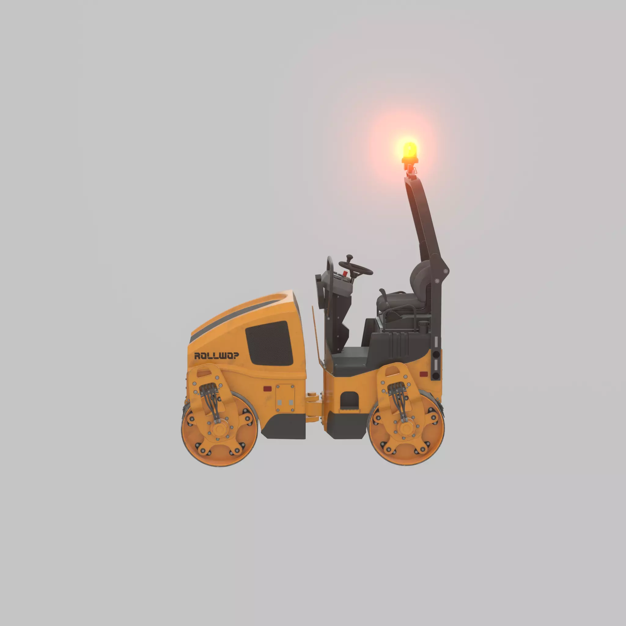 Road Roller Version-1 yellow rigged Low-poly 3D model_46