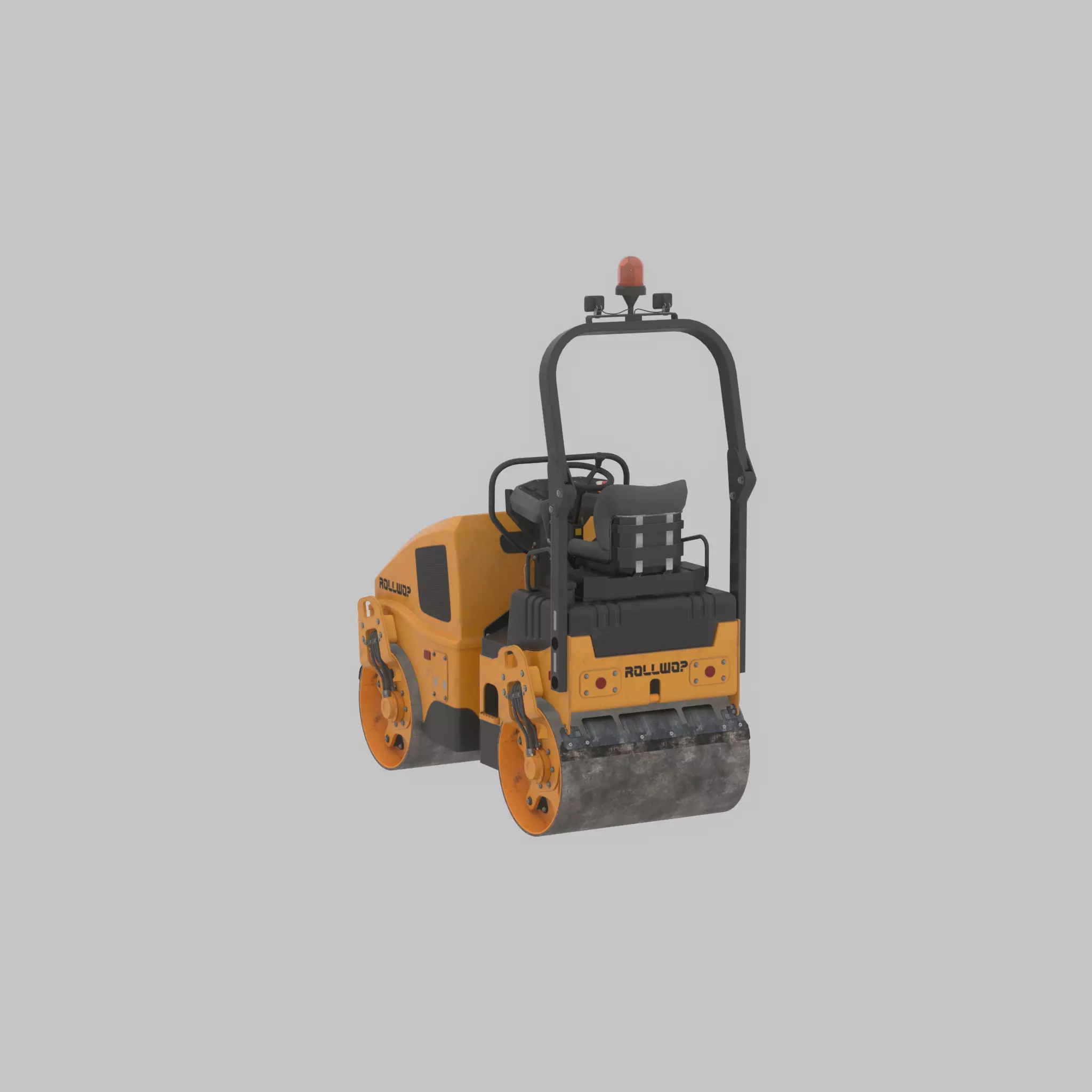 Road Roller Version-1 yellow rigged Low-poly 3D model_35