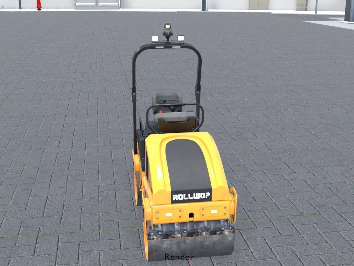 Road Roller Version-1 yellow rigged Low-poly 3D model_19