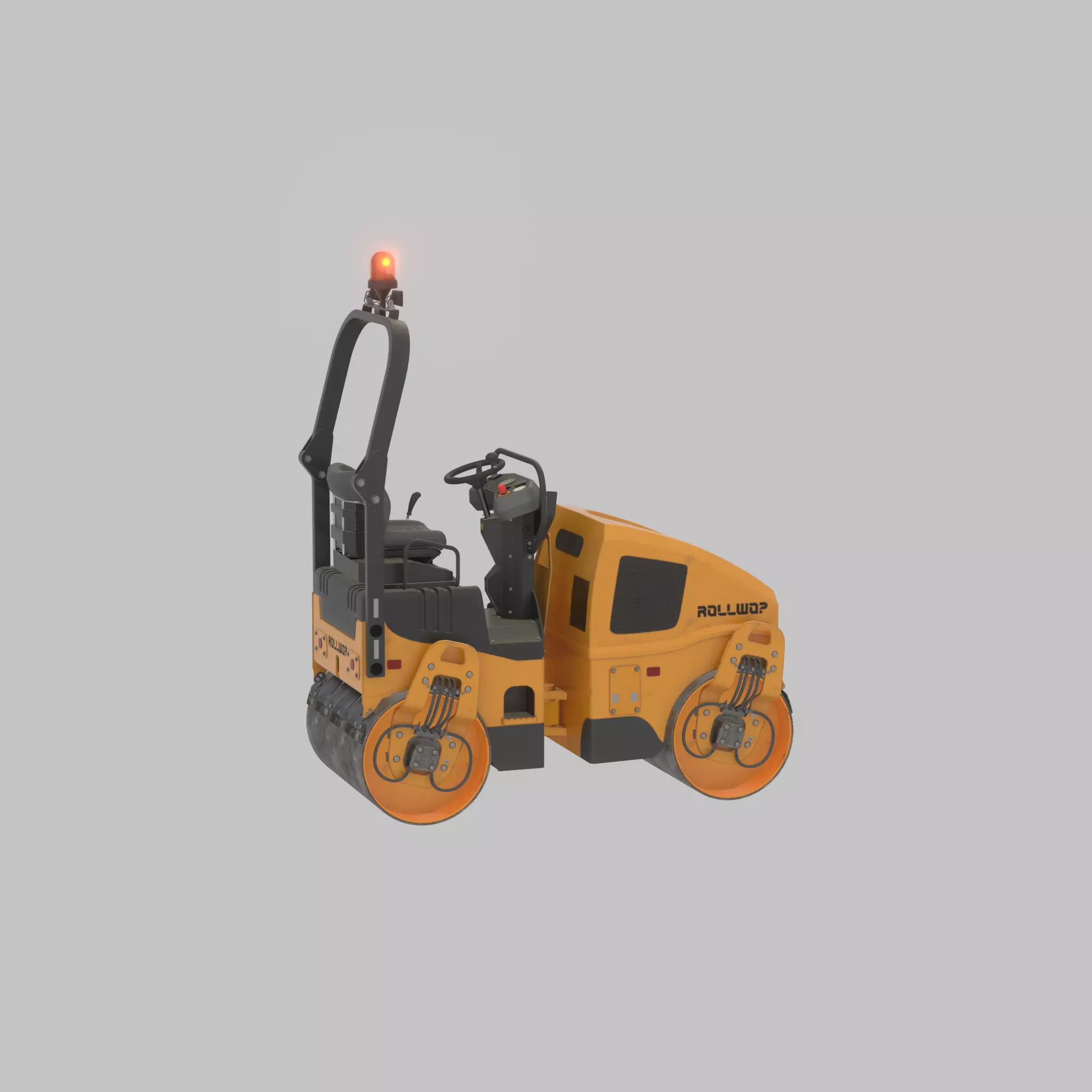 Road Roller Version-1 yellow rigged Low-poly 3D model_31
