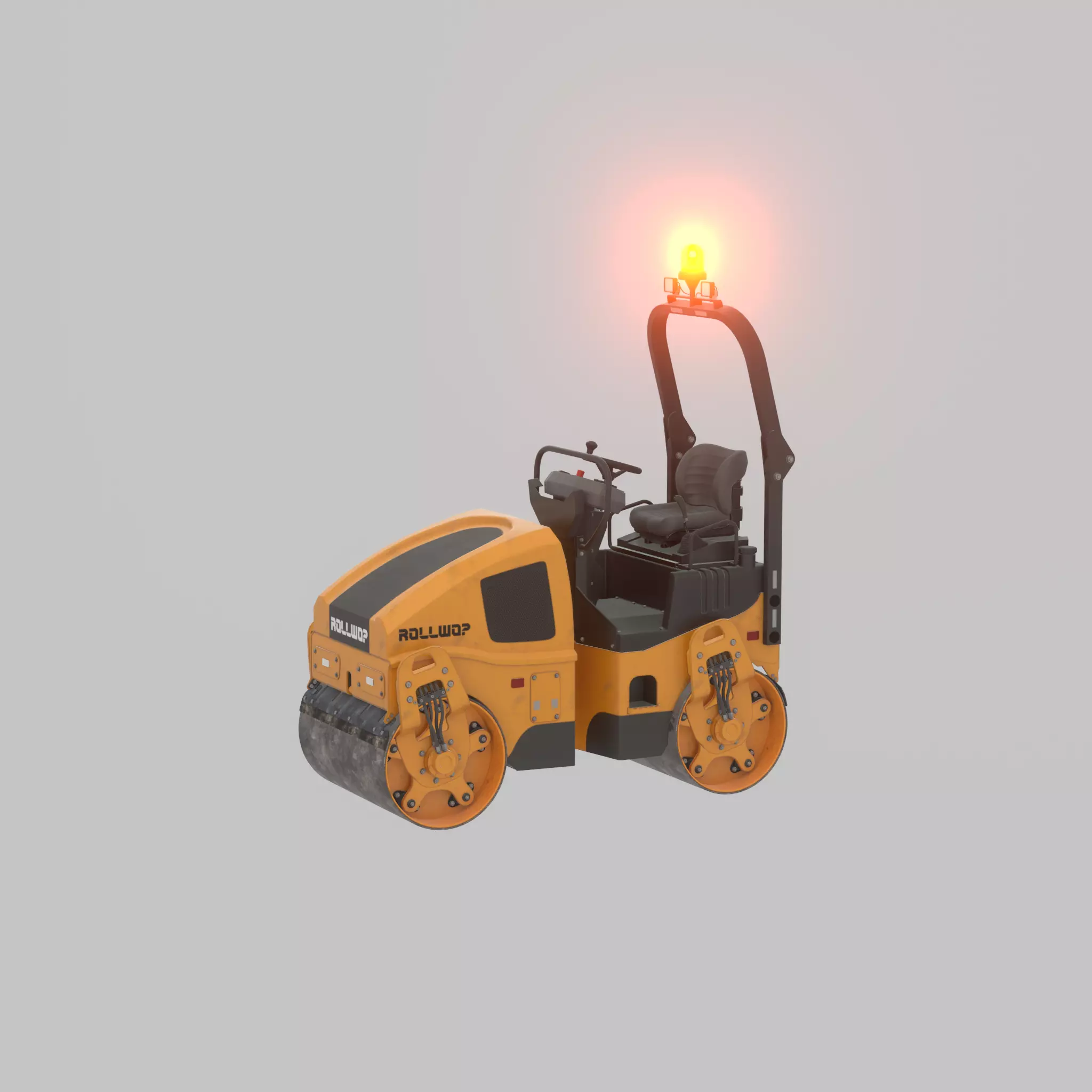 Road Roller Version-1 yellow rigged Low-poly 3D model_60