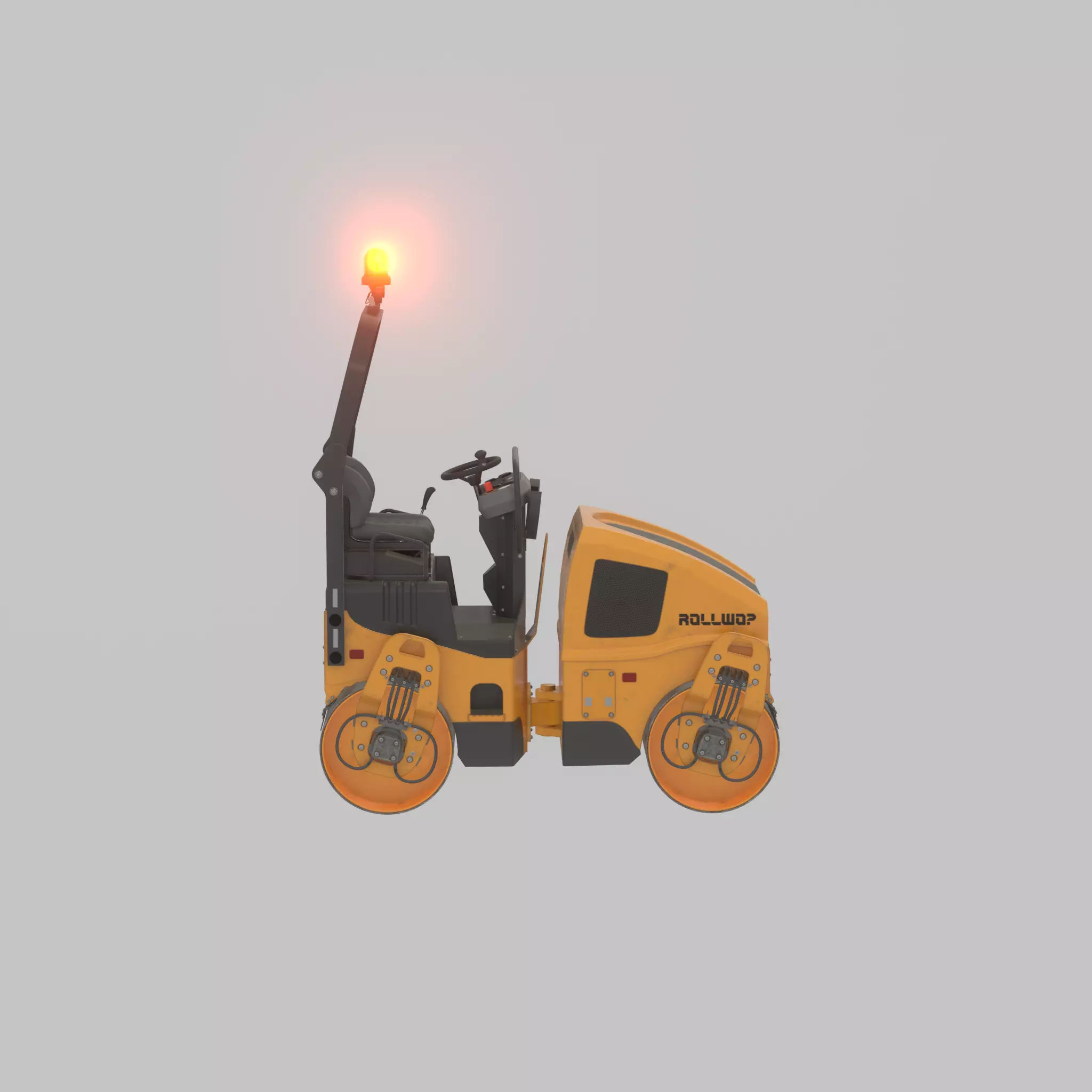 Road Roller Version-1 yellow rigged Low-poly 3D model_50