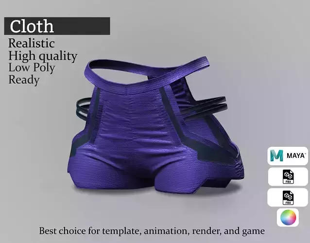 Futuristic Purple Shorts - Game-Ready 3D Outfit