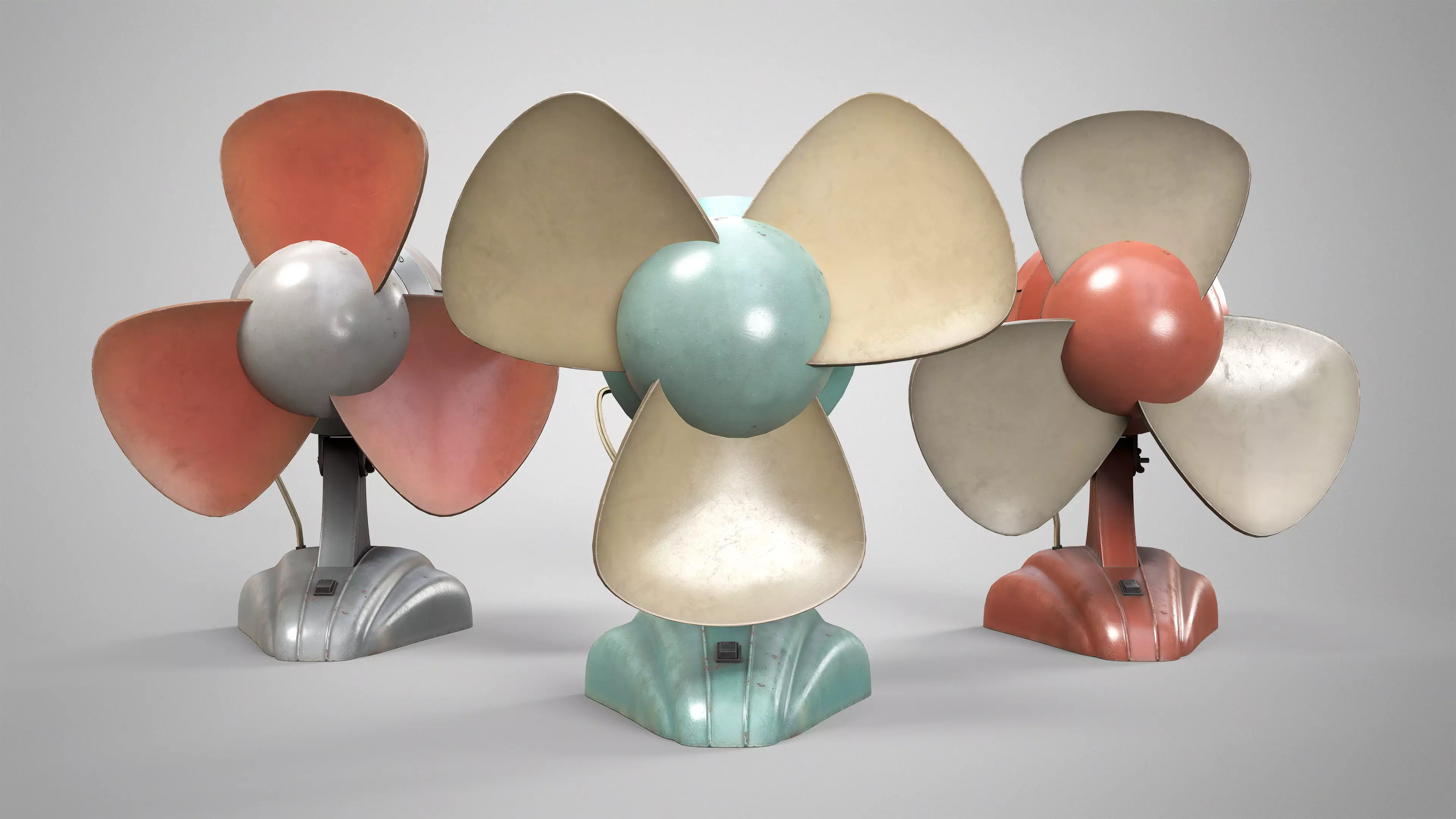 Retro Desk Fan - Vintage Office Table Fan Game Ready AAA Low-poly 3D model_3
