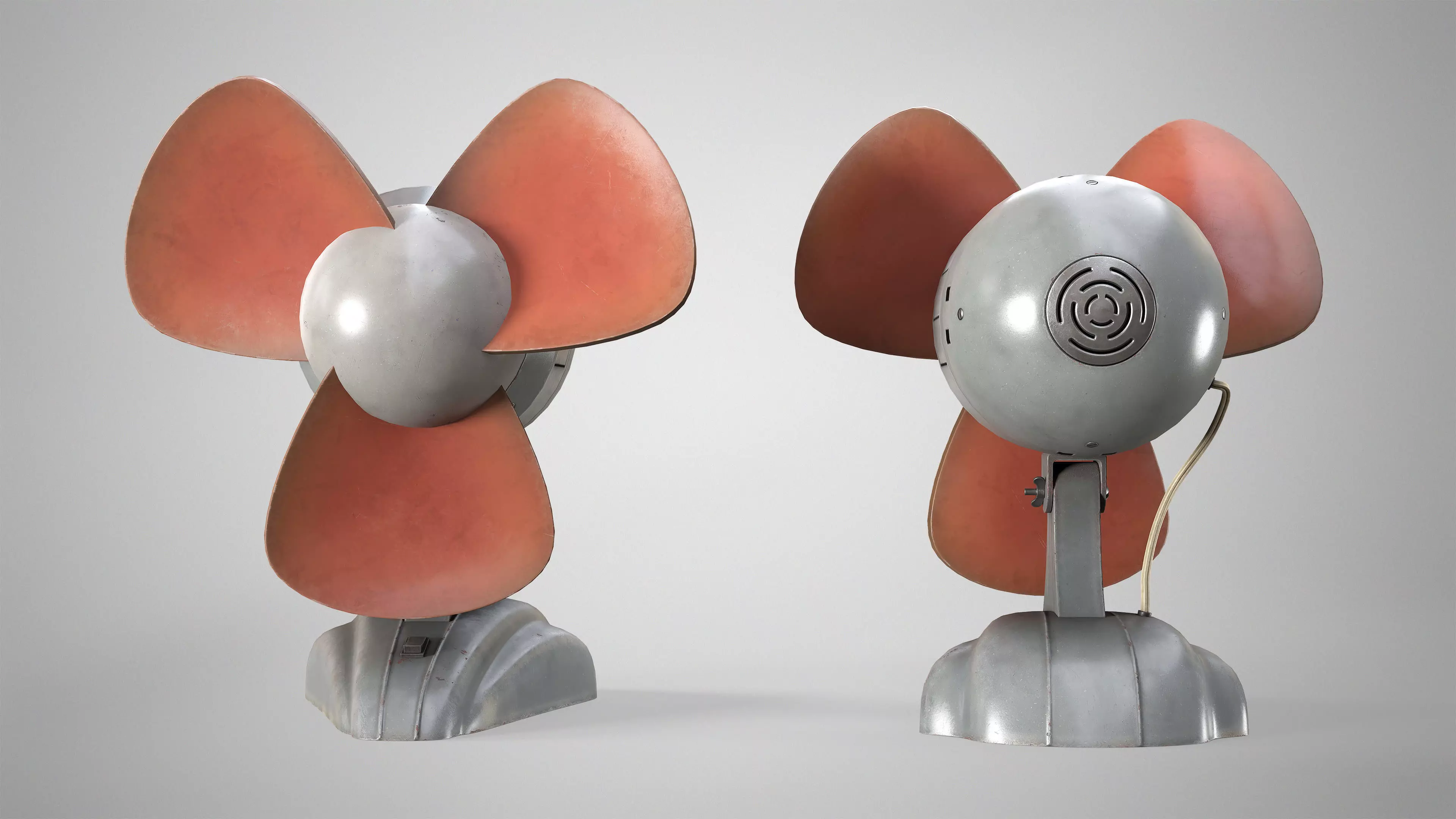 Retro Desk Fan - Vintage Office Table Fan Game Ready AAA Low-poly 3D model_4