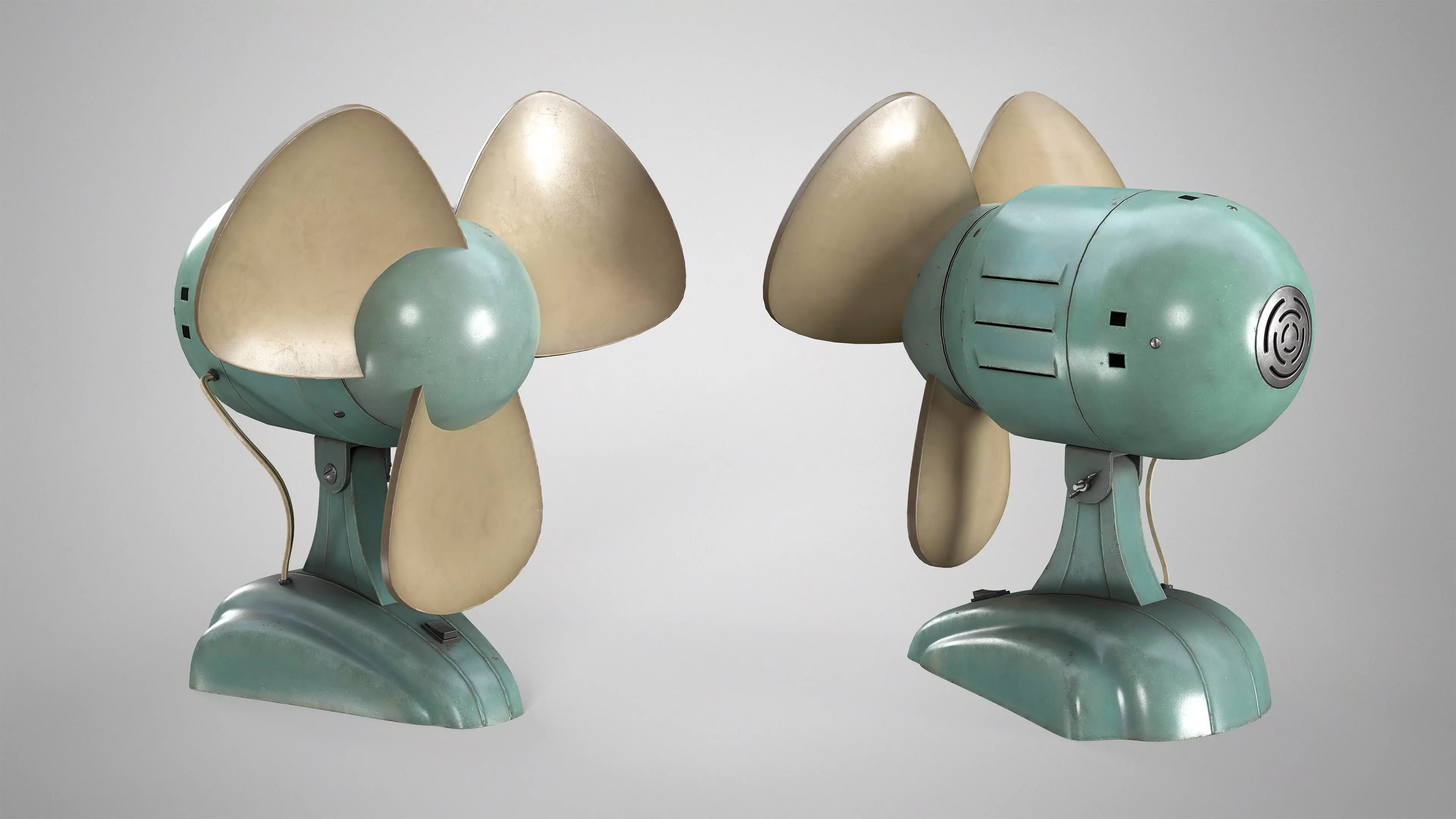Retro Desk Fan - Vintage Office Table Fan Game Ready AAA Low-poly 3D model_7