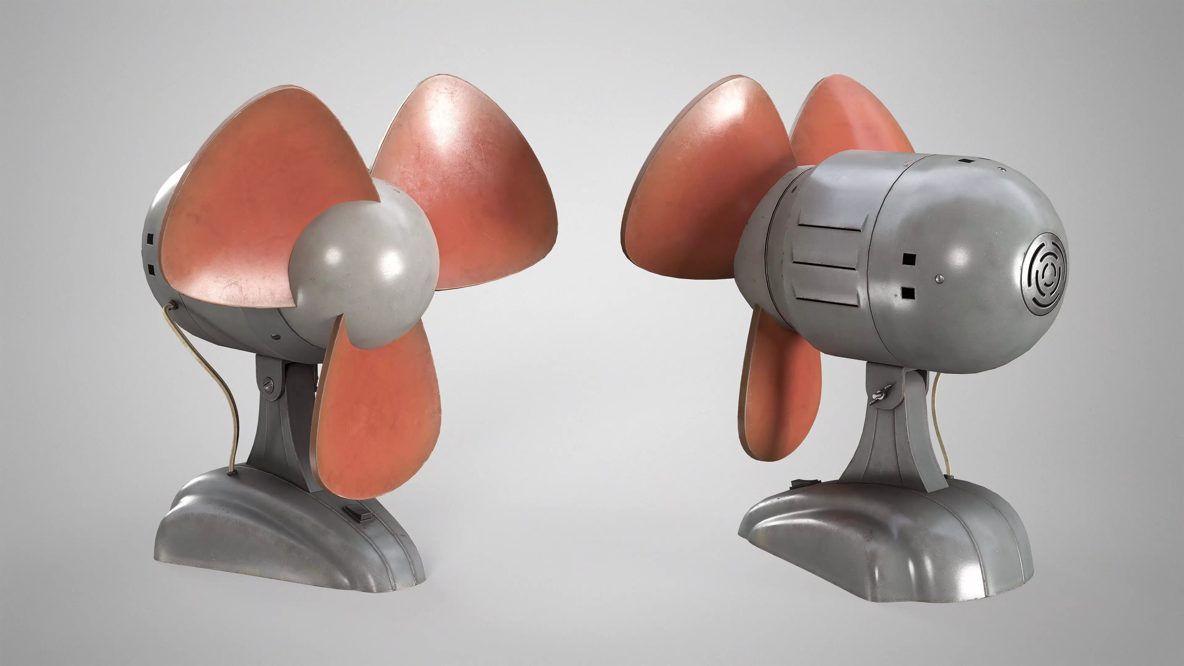 Retro Desk Fan - Vintage Office Table Fan Game Ready AAA Low-poly 3D model_5