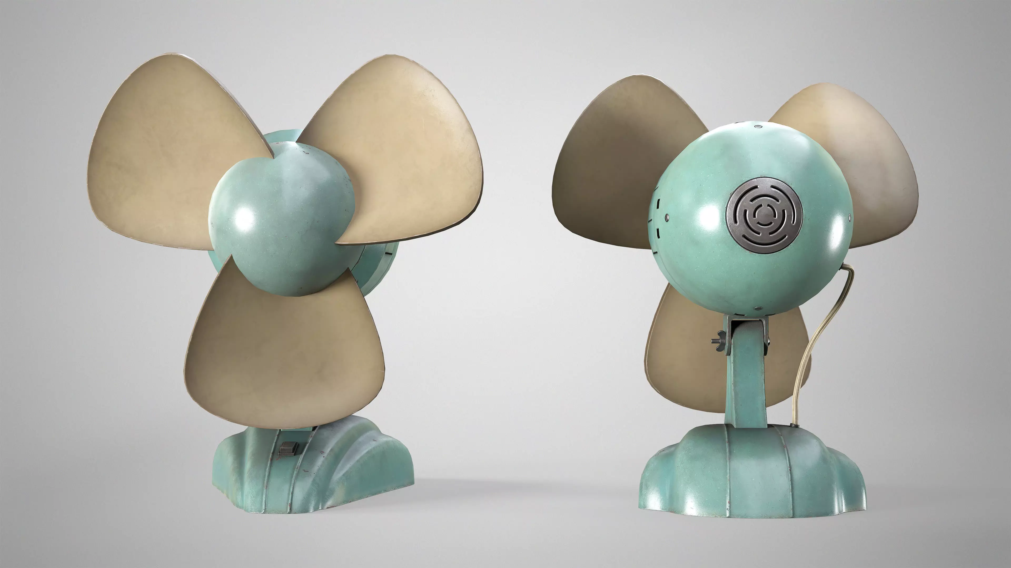 Retro Desk Fan - Vintage Office Table Fan Game Ready AAA Low-poly 3D model_6
