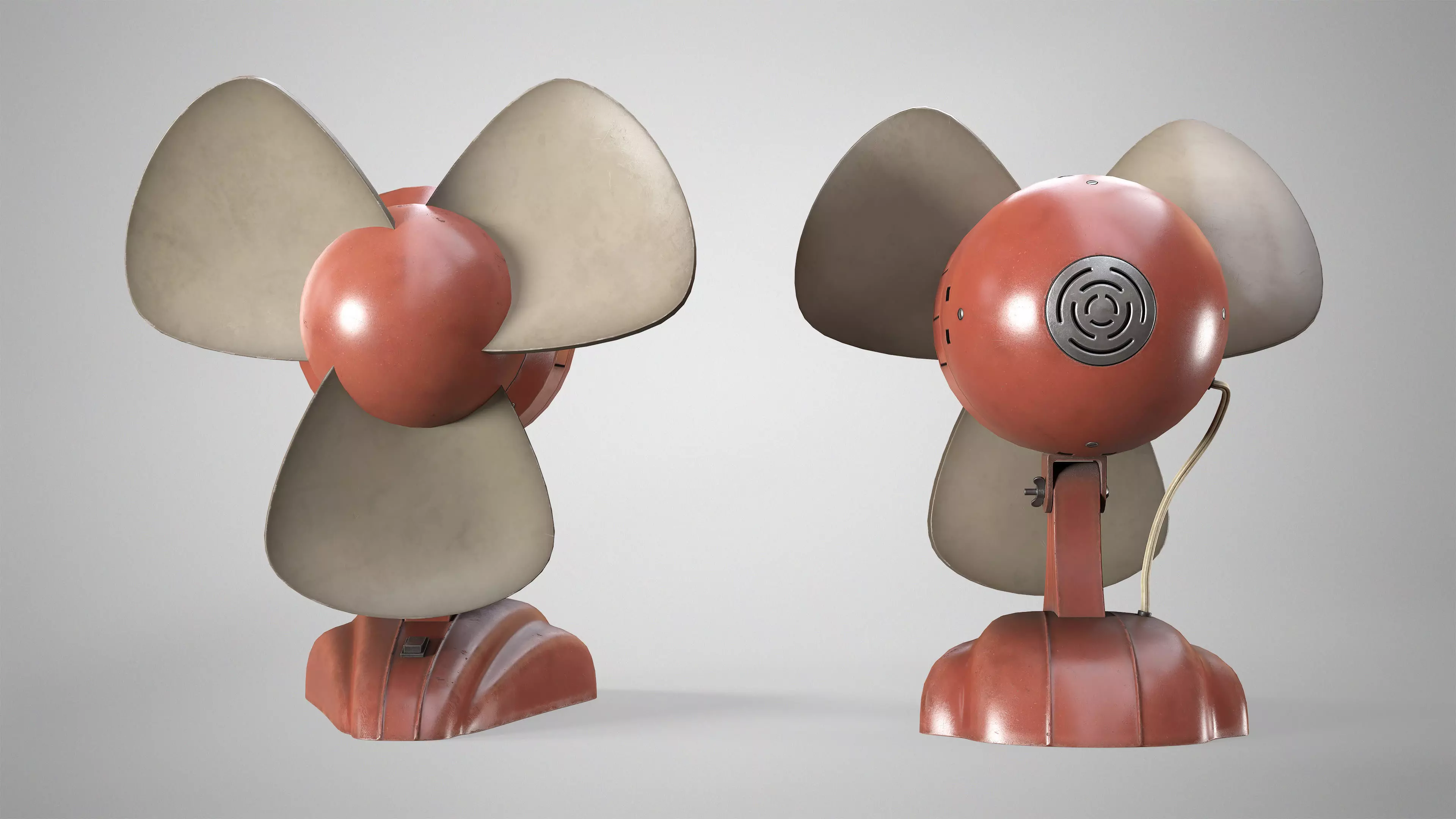 Retro Desk Fan - Vintage Office Table Fan Game Ready AAA Low-poly 3D model_8