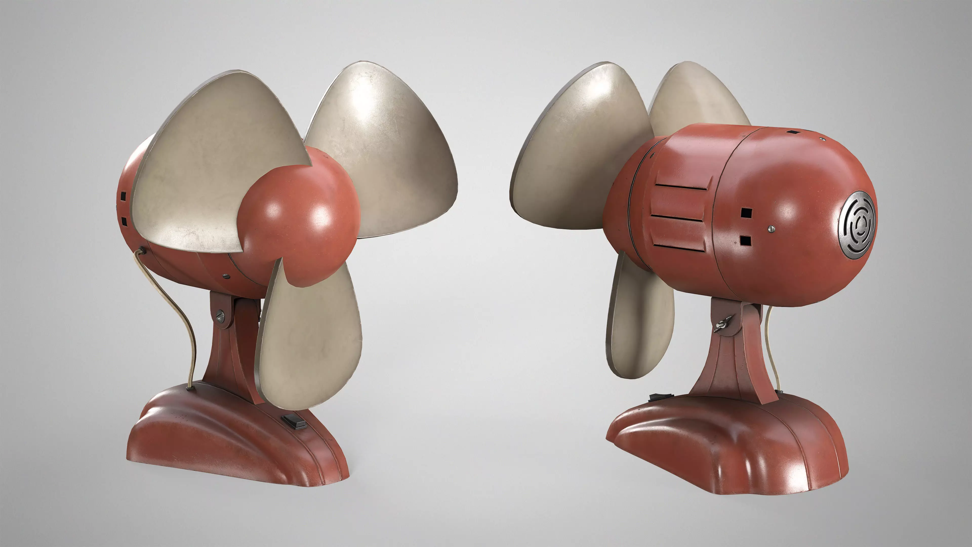 Retro Desk Fan - Vintage Office Table Fan Game Ready AAA Low-poly 3D model_9
