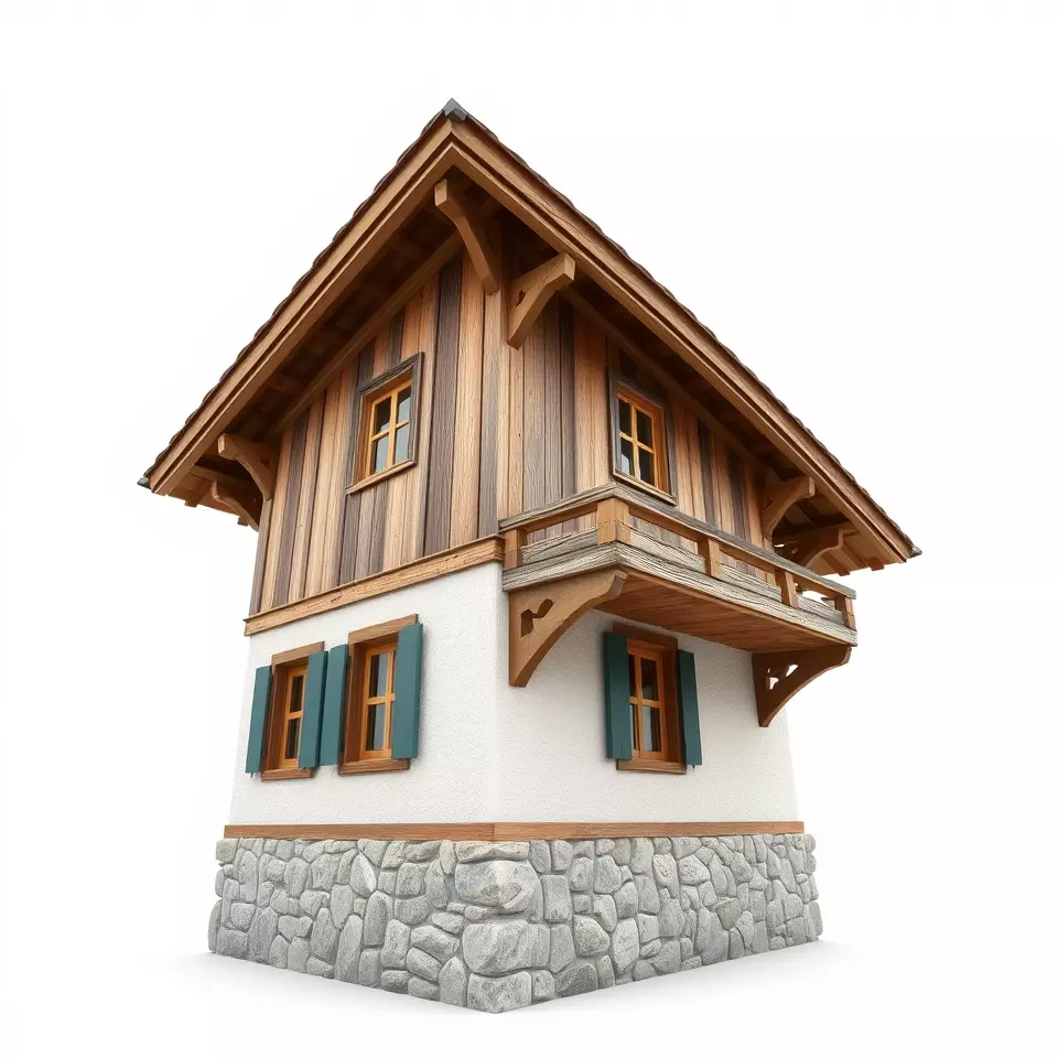 Rustic Chalet Exterior model pack Low-poly 3D model_3