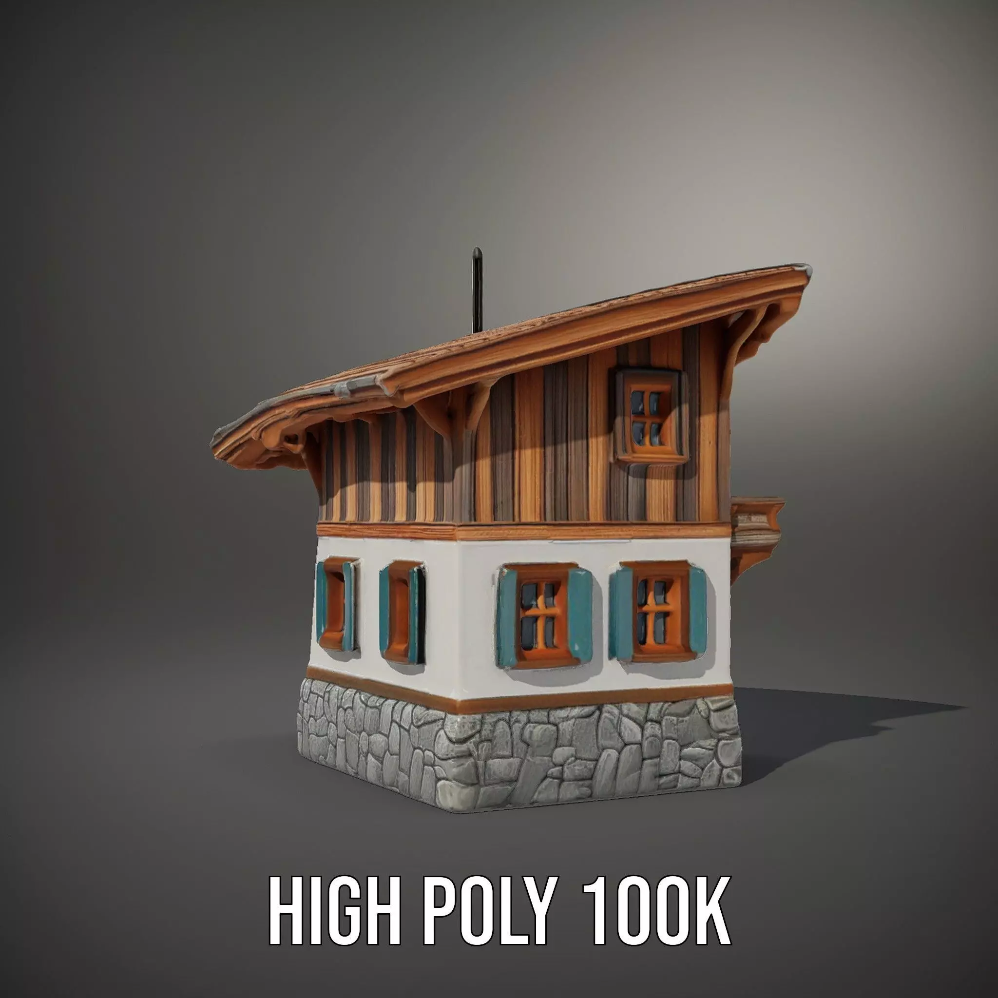 Rustic Chalet Exterior model pack Low-poly 3D model_11