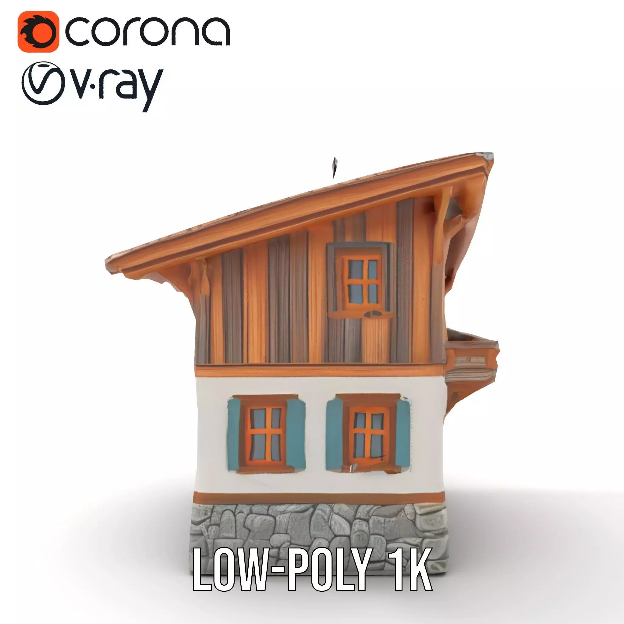 Rustic Chalet Exterior model pack Low-poly 3D model_8