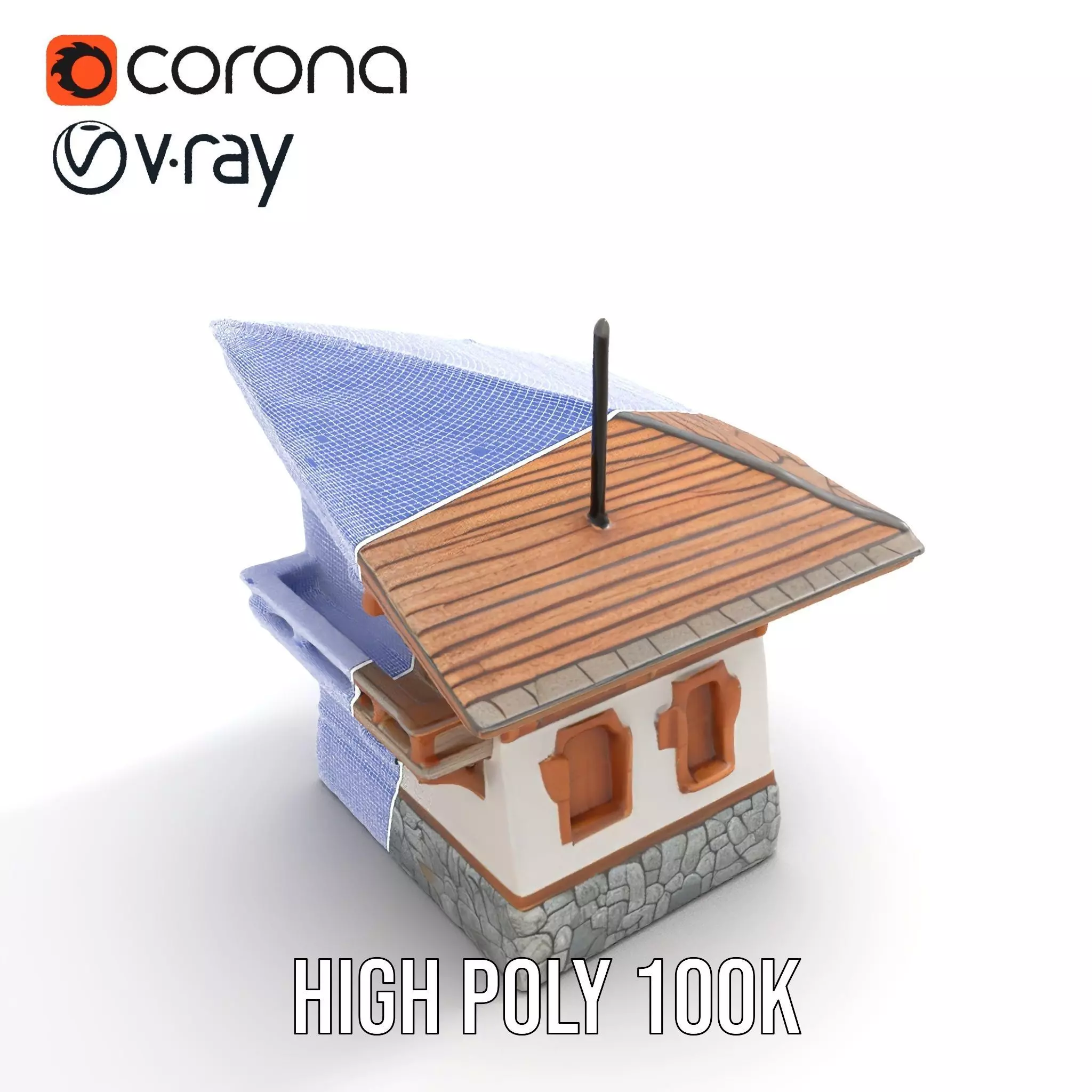 Rustic Chalet Exterior model pack Low-poly 3D model_35