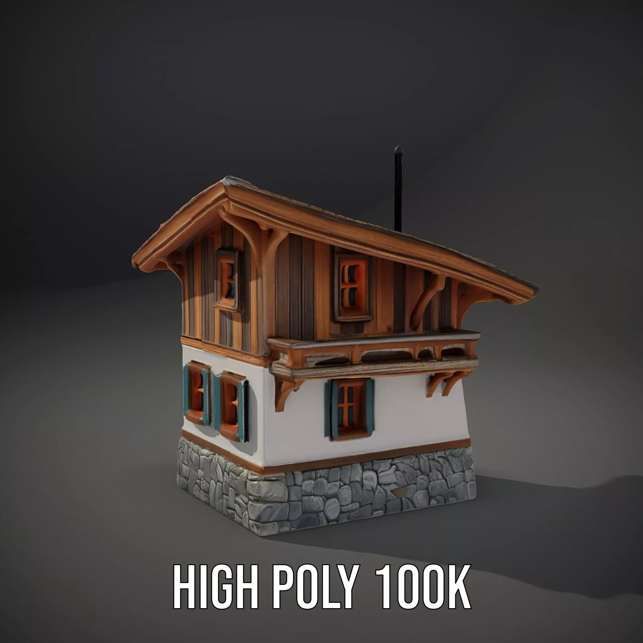 Rustic Chalet Exterior model pack Low-poly 3D model_9