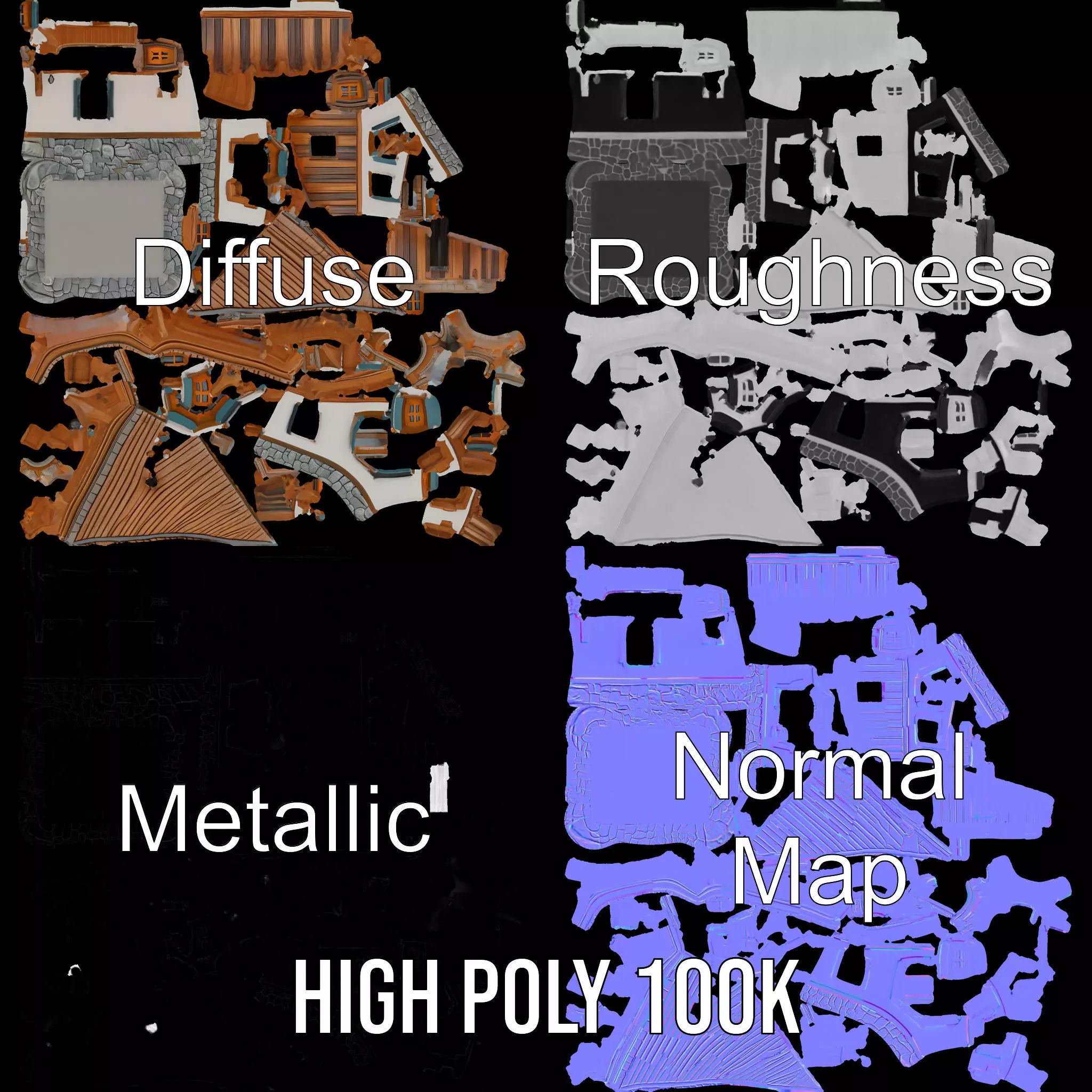 Rustic Chalet Exterior model pack Low-poly 3D model_4