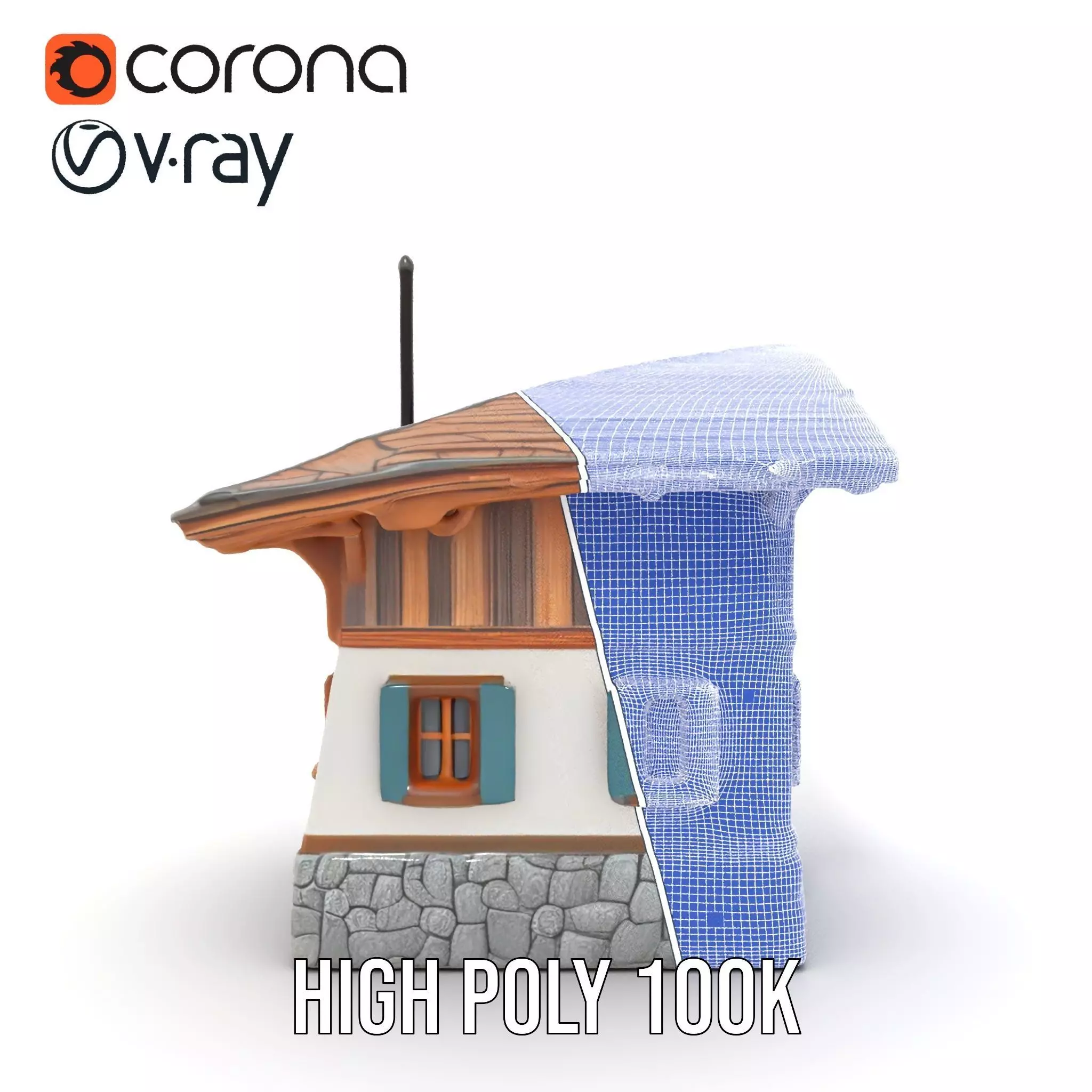 Rustic Chalet Exterior model pack Low-poly 3D model_34