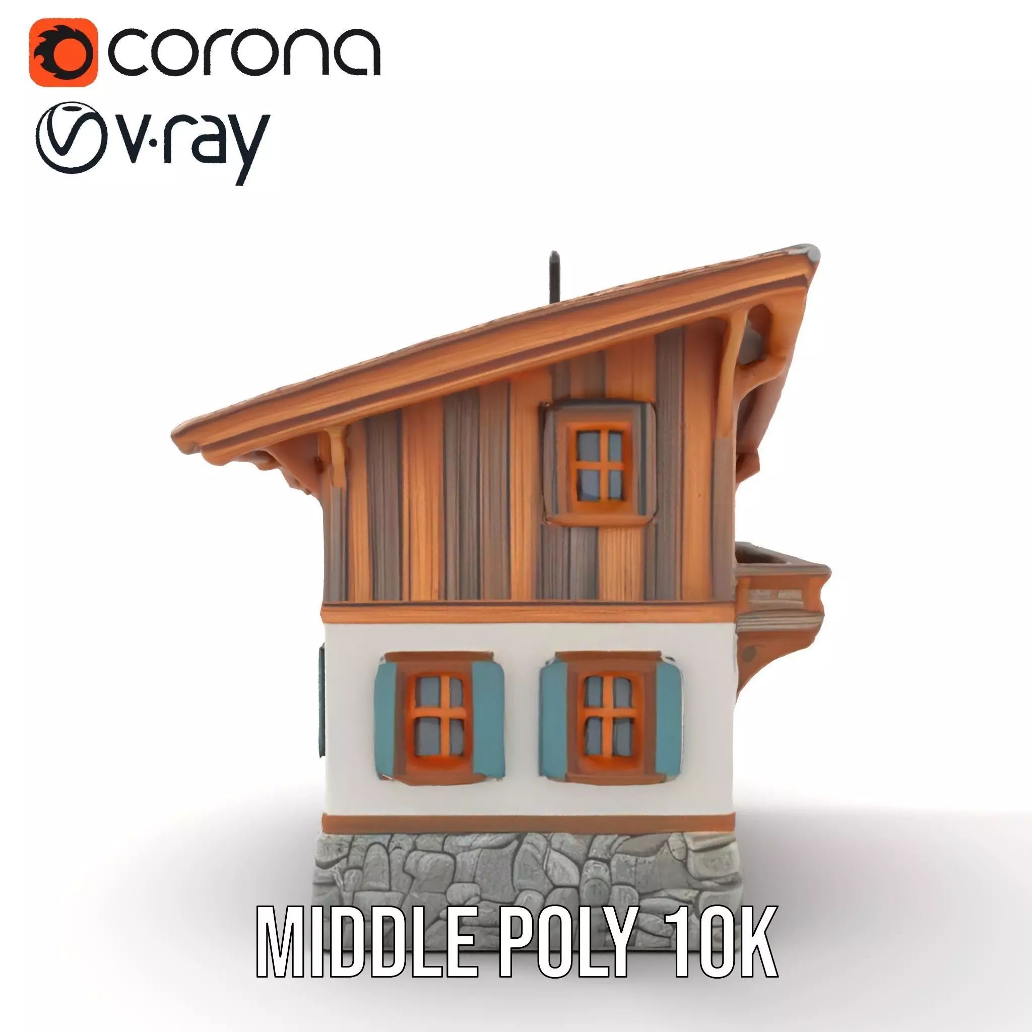 Rustic Chalet Exterior model pack Low-poly 3D model_14