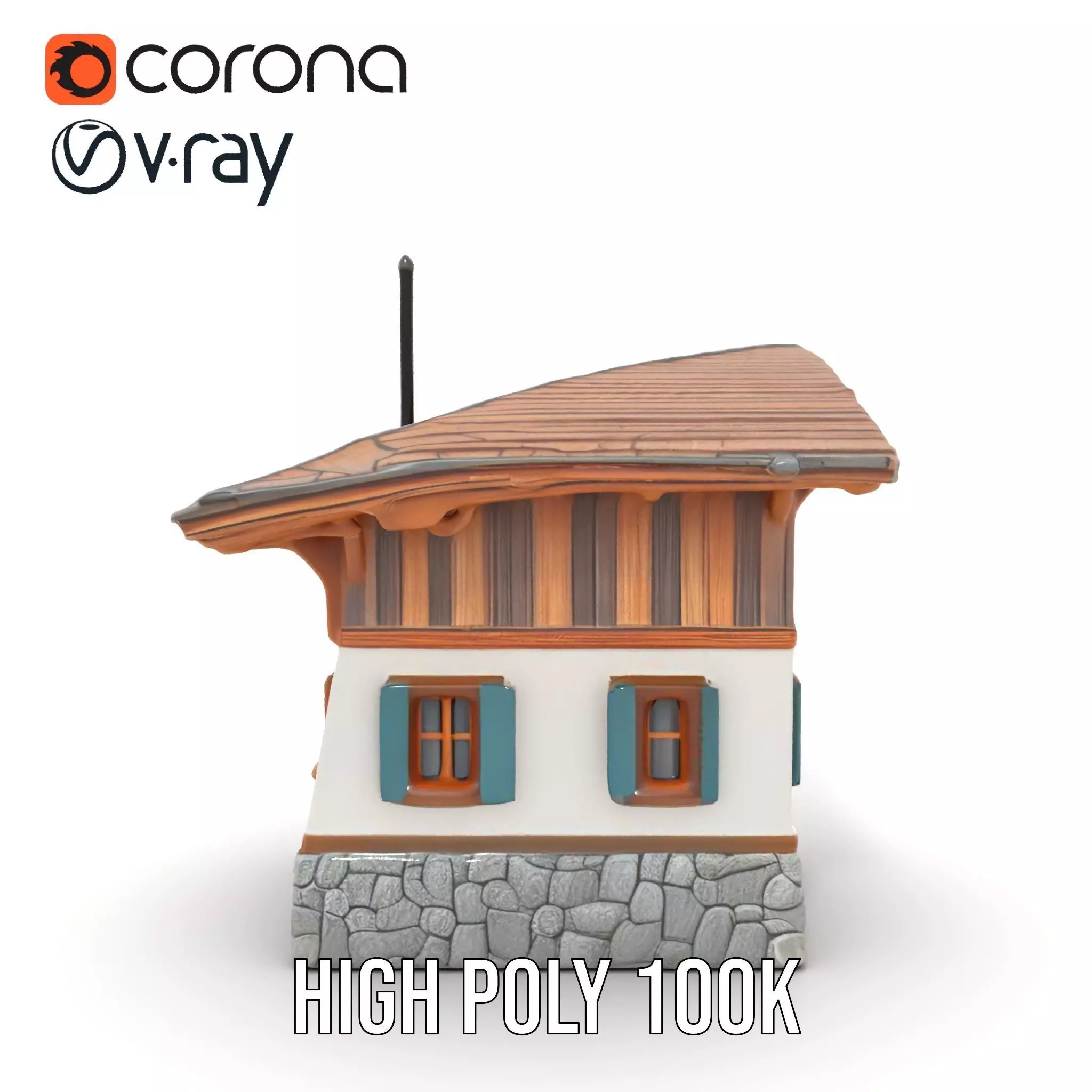 Rustic Chalet Exterior model pack Low-poly 3D model_29