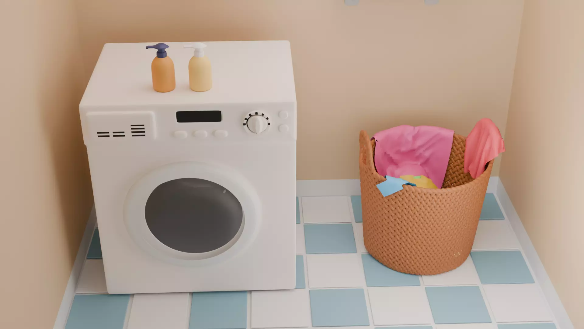 Laundry Washing machine Clothes basket Free 3D model
