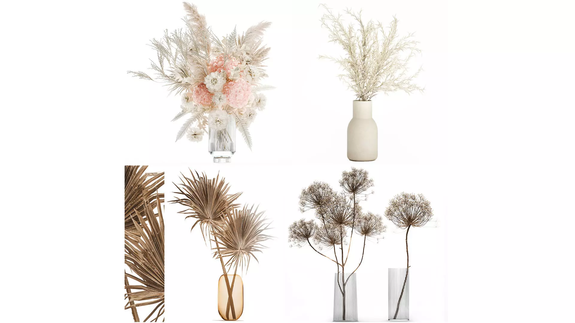 Bouquets hydrangea peony hogweed branches vase 638 3D model_0