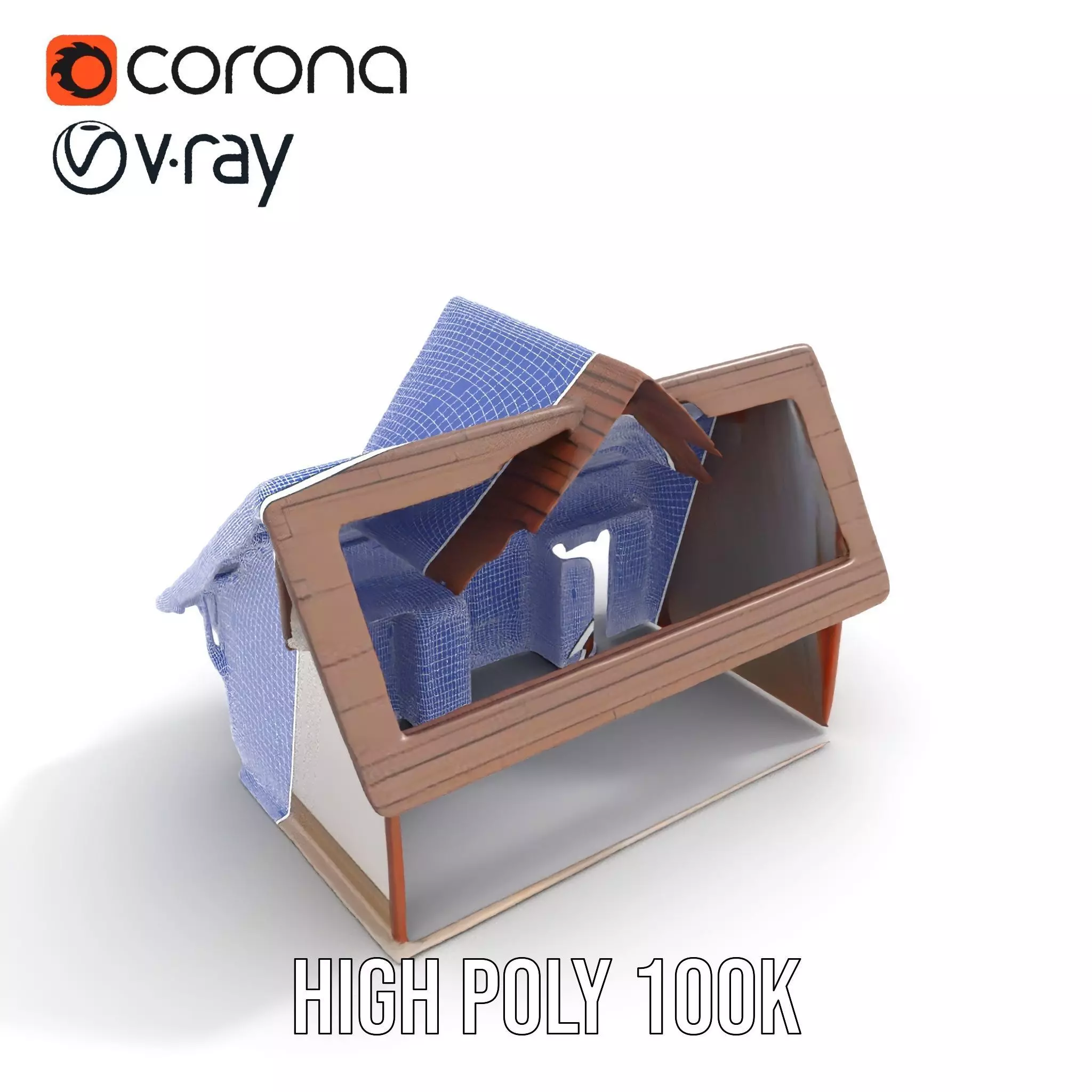 Rustic Wooden House model pack Low-poly 3D model_32