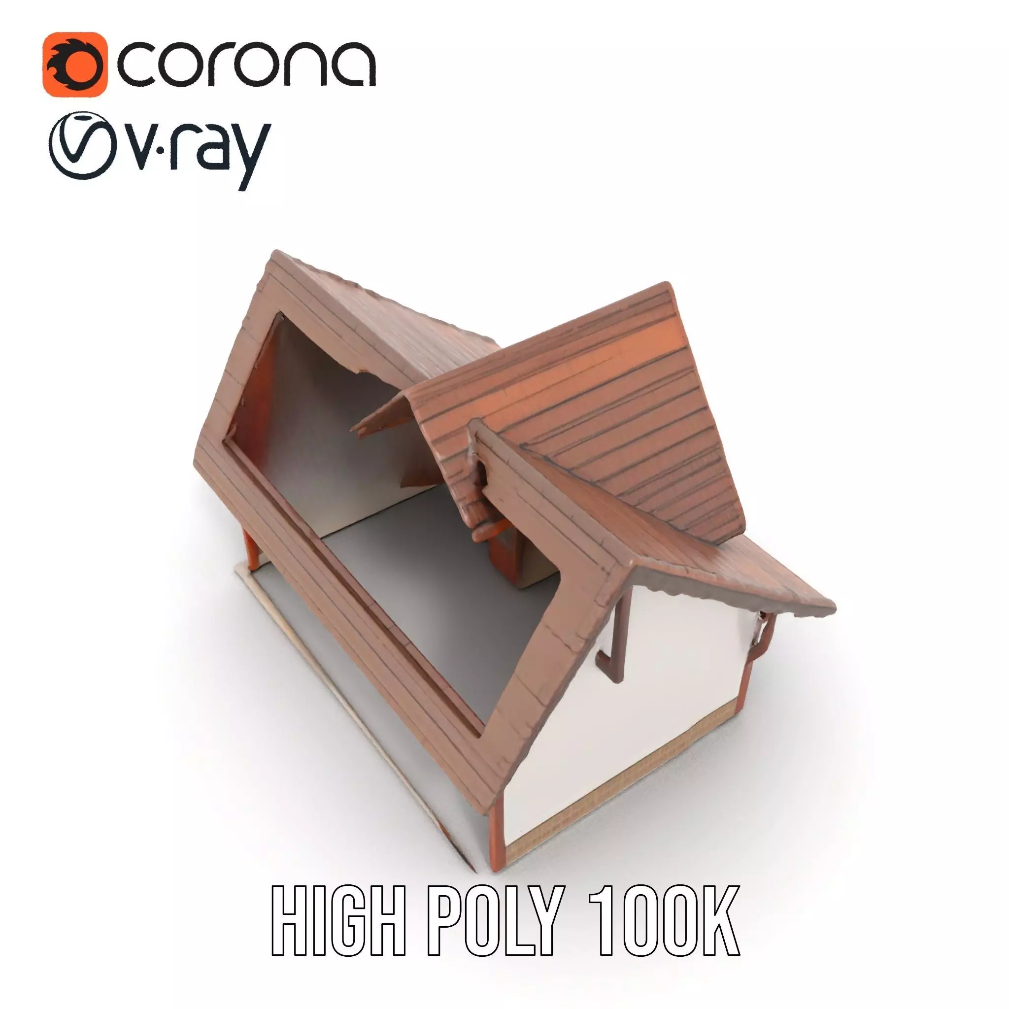 Rustic Wooden House model pack Low-poly 3D model_14