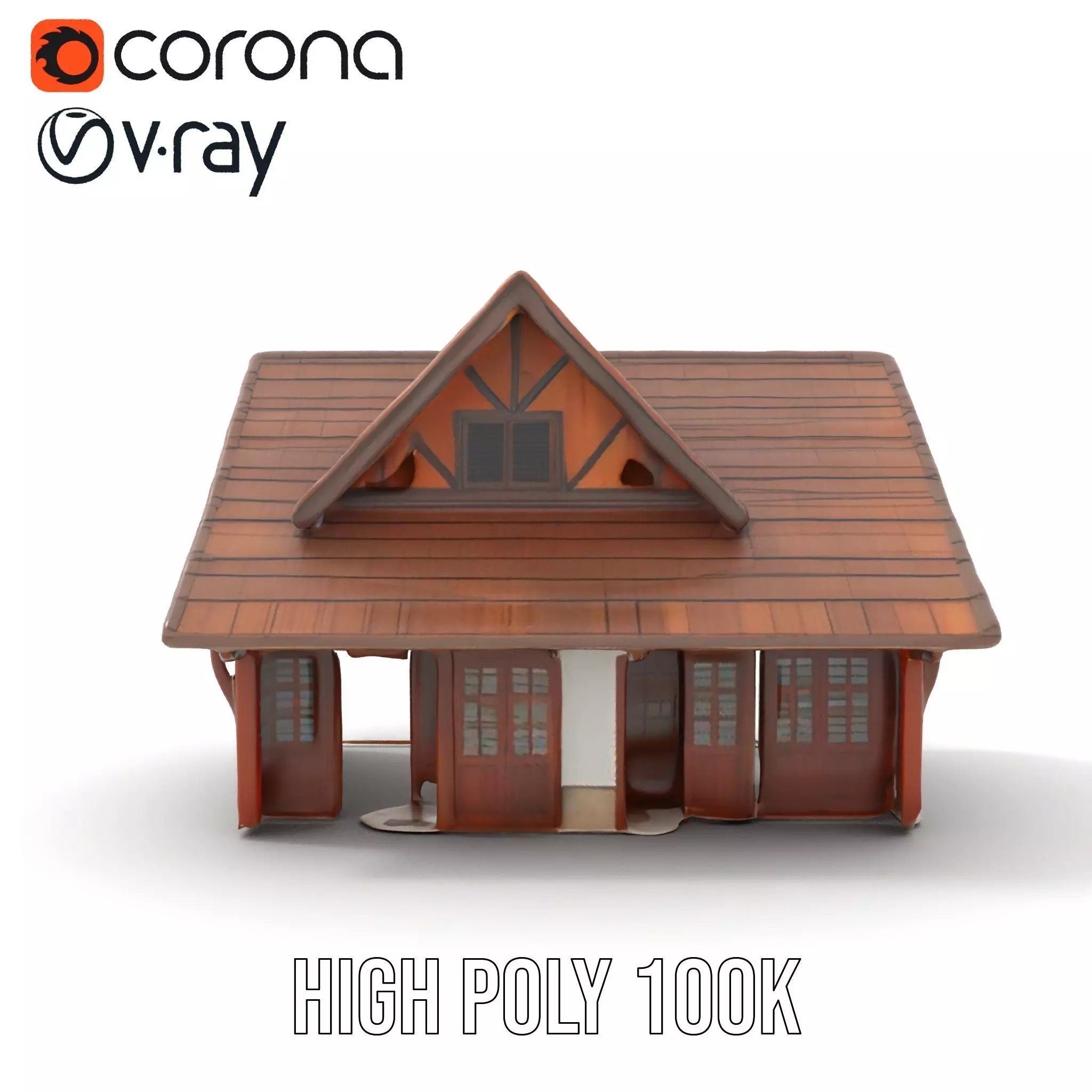 Rustic Wooden House model pack Low-poly 3D model_20