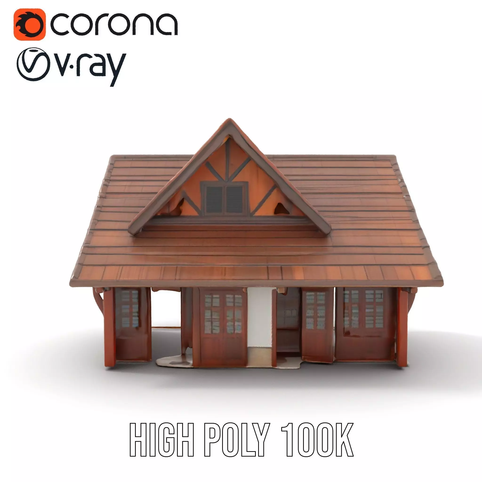 Rustic Wooden House model pack Low-poly 3D model_12