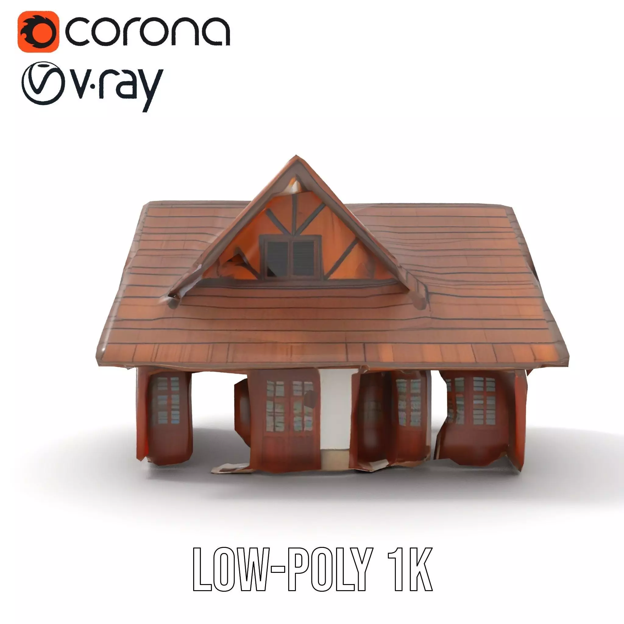 Rustic Wooden House model pack Low-poly 3D model_17