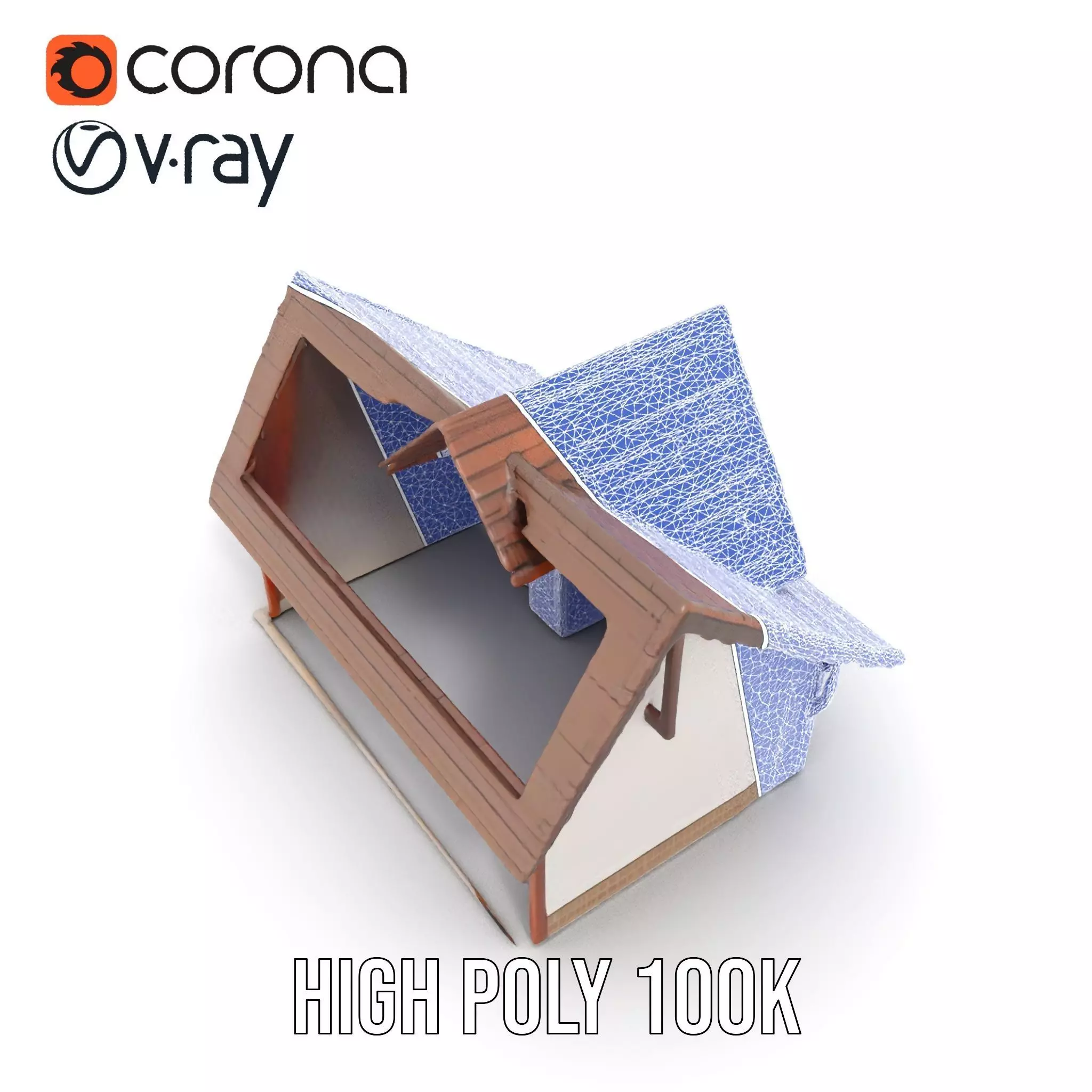 Rustic Wooden House model pack Low-poly 3D model_18