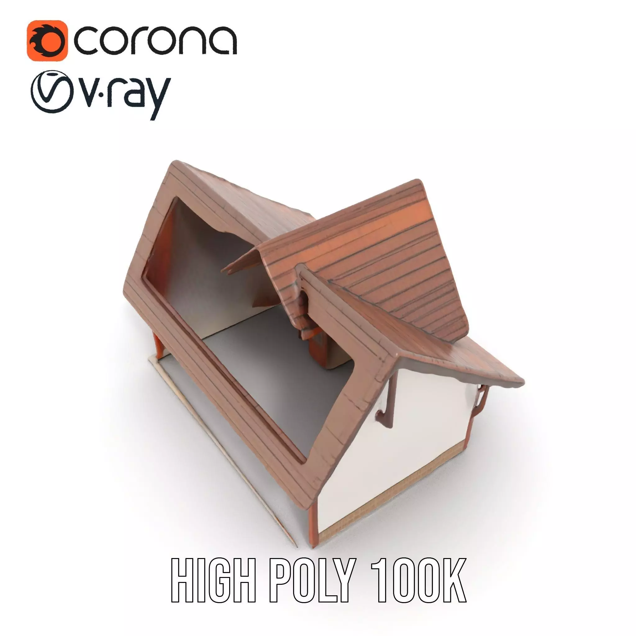 Rustic Wooden House model pack Low-poly 3D model_23