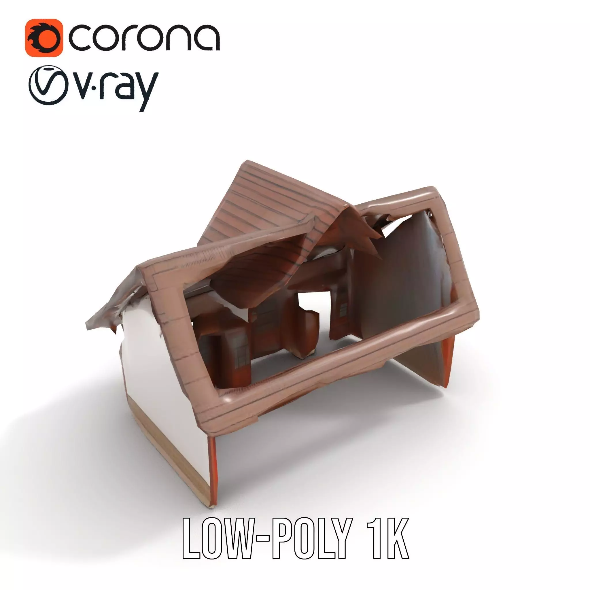 Rustic Wooden House model pack Low-poly 3D model_15